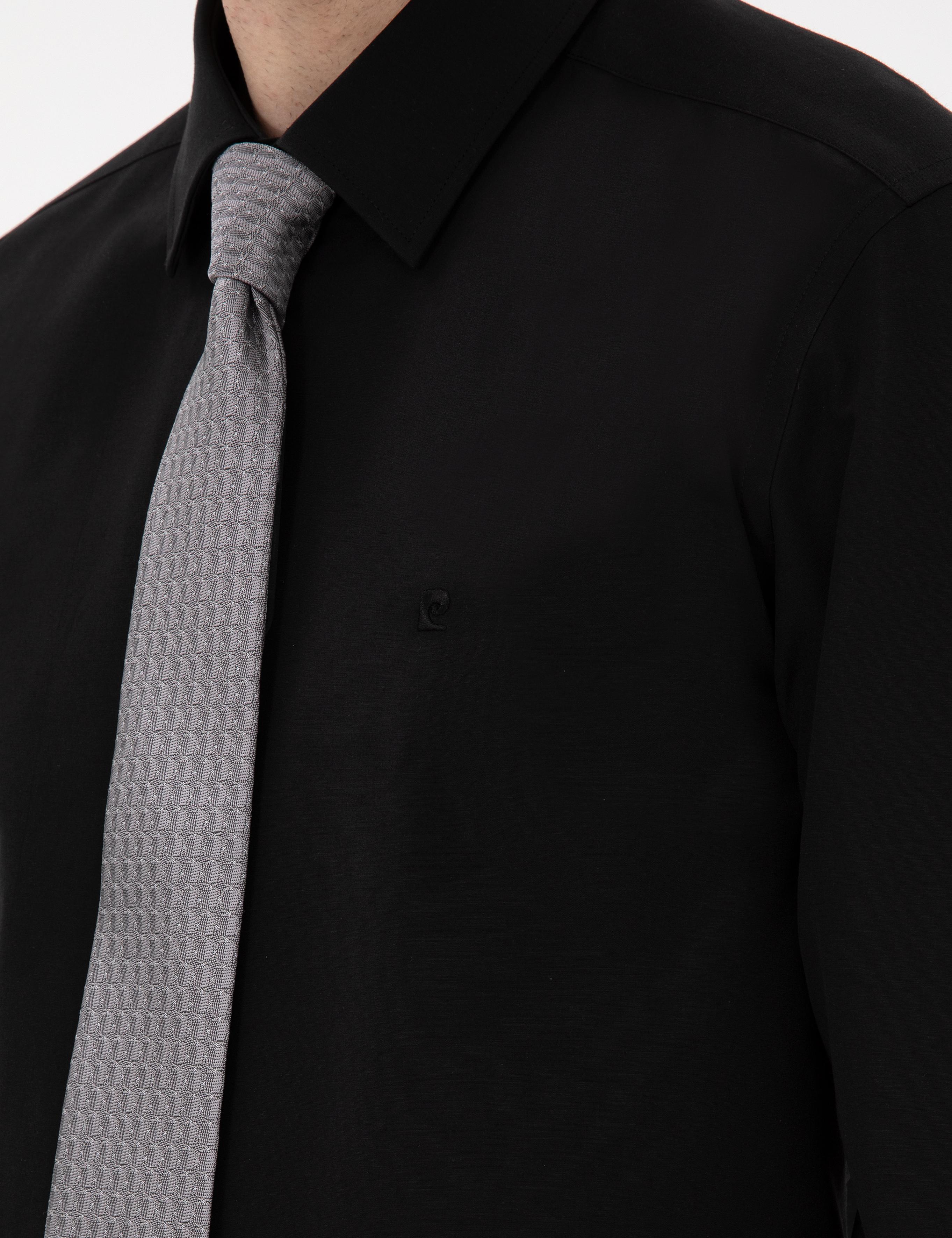 Siyah Regular Fit Uzun Kollu Basic Gömlek
