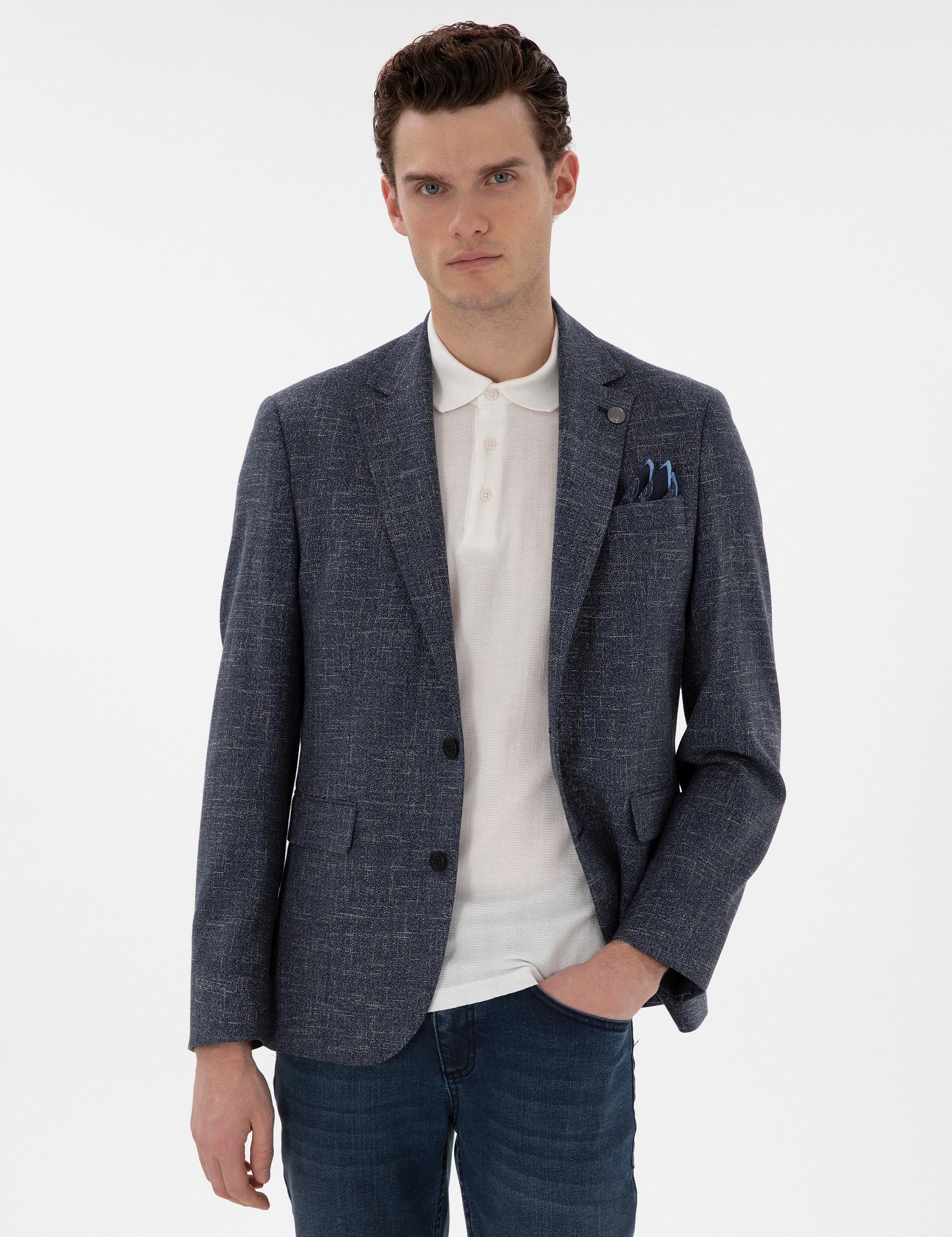 Lacivert Slim Fit Ceket