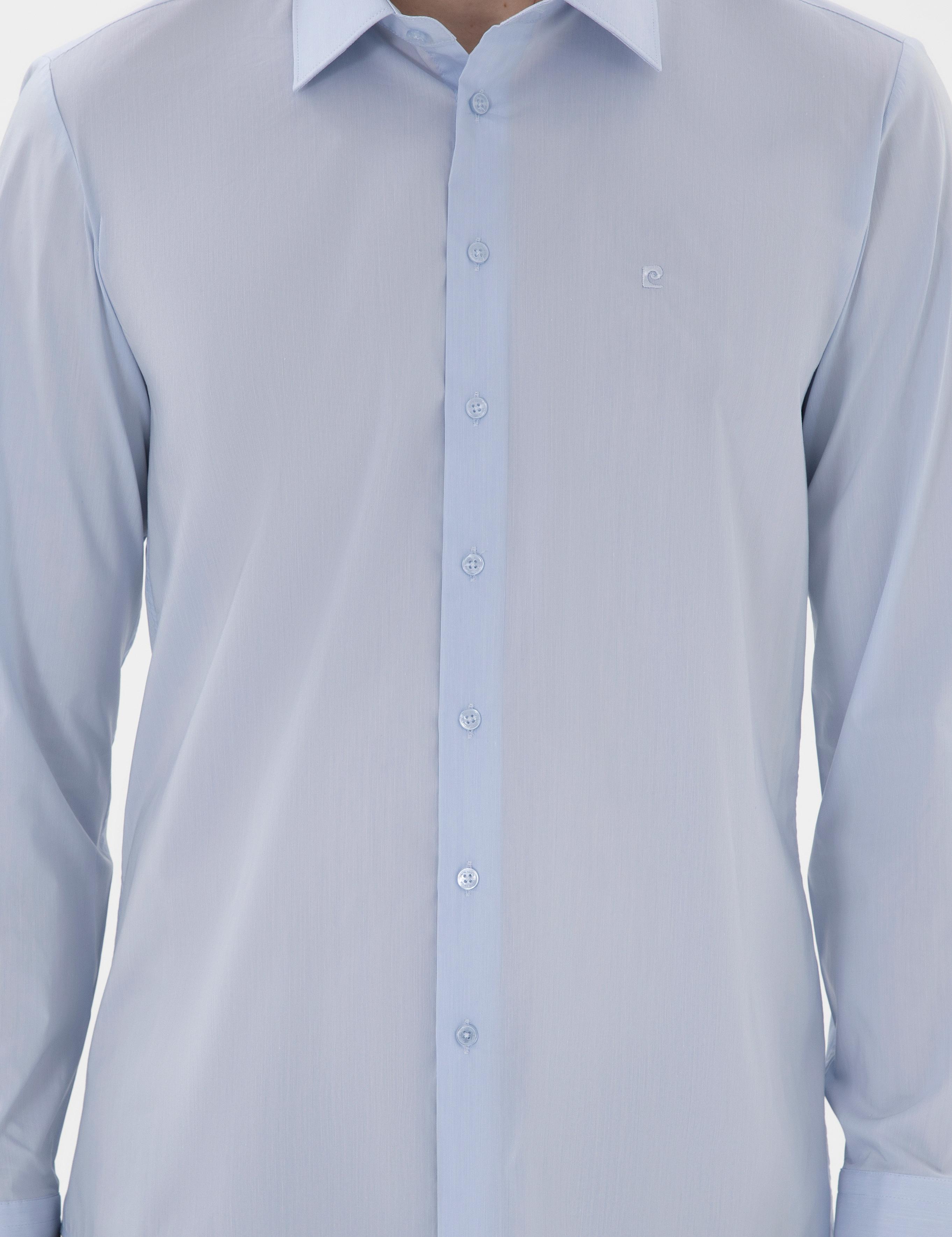 Açık Mavi Slim Fit Uzun Kollu Basic Gömlek