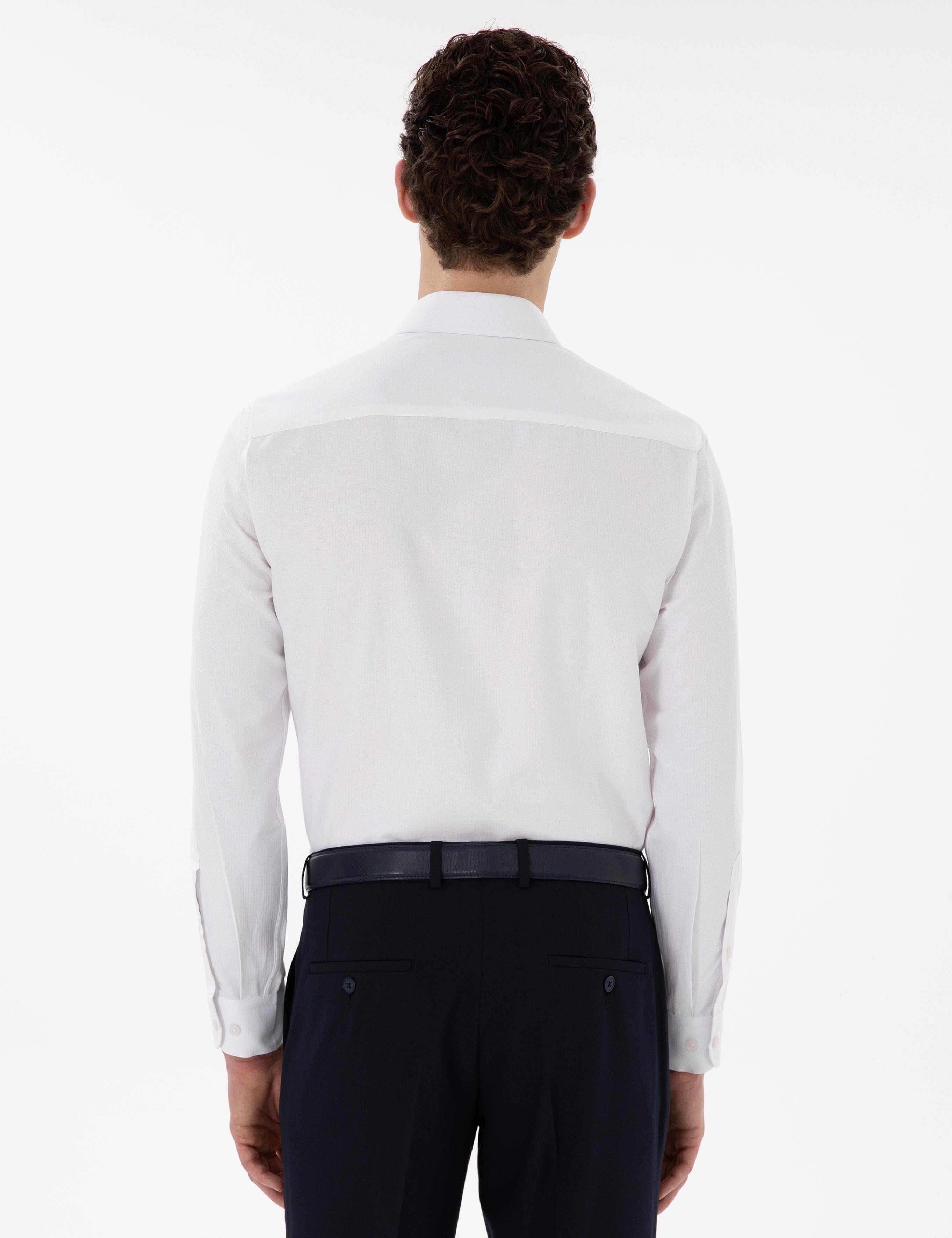 Beyaz Slim Fit Uzun Kollu Gömlek