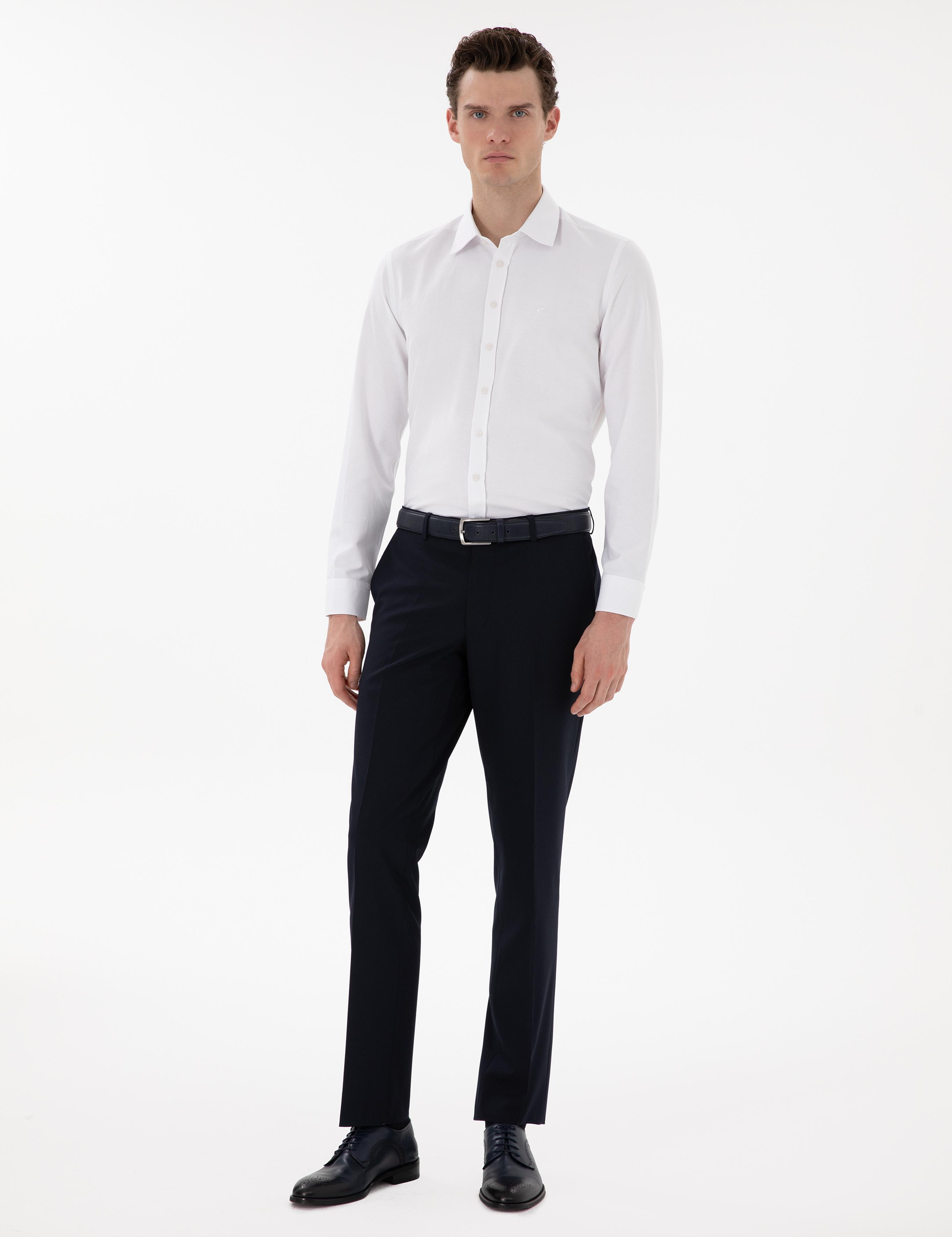 Beyaz Slim Fit Uzun Kollu Gömlek
