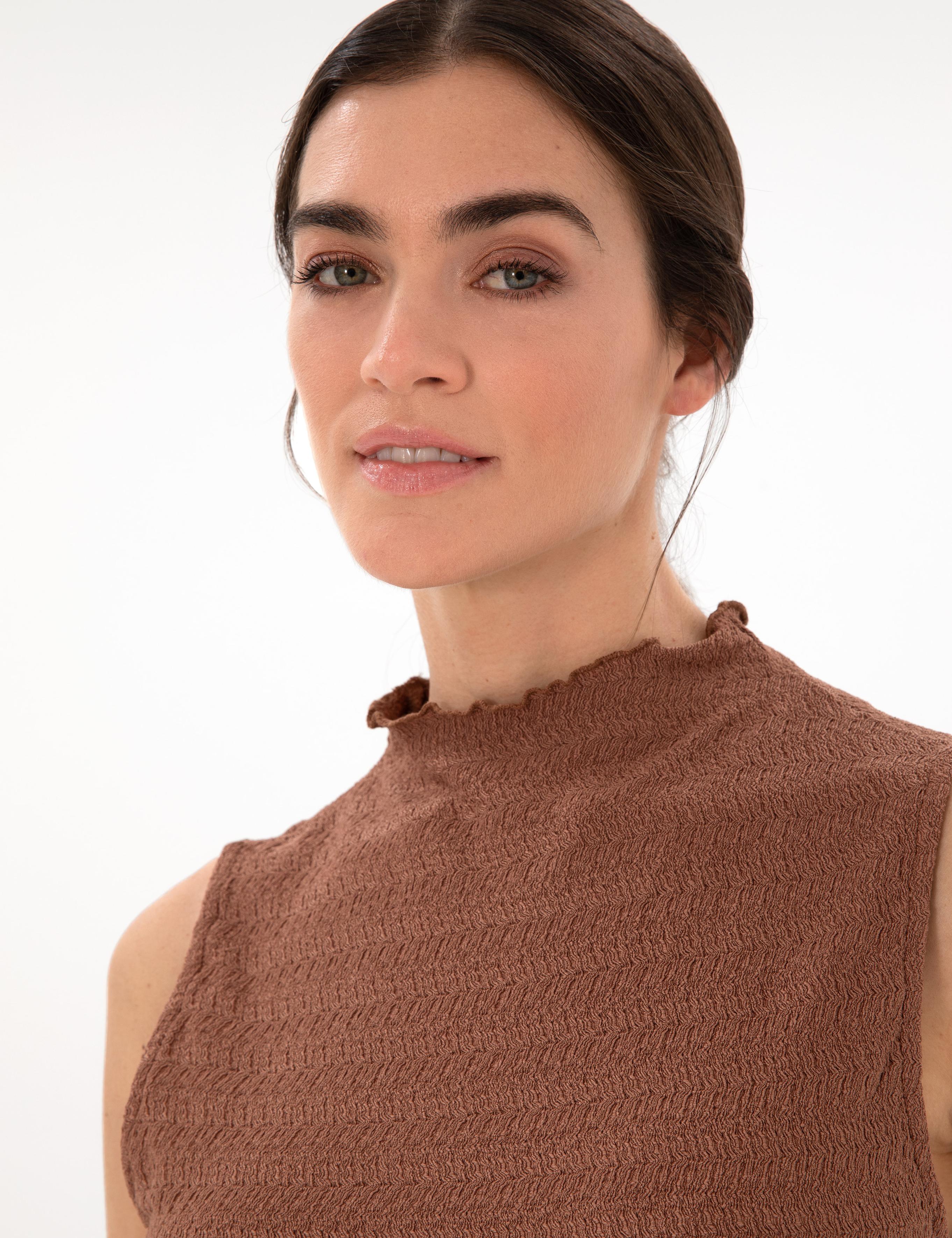 Kahverengi Slim Fit Örme Bluz