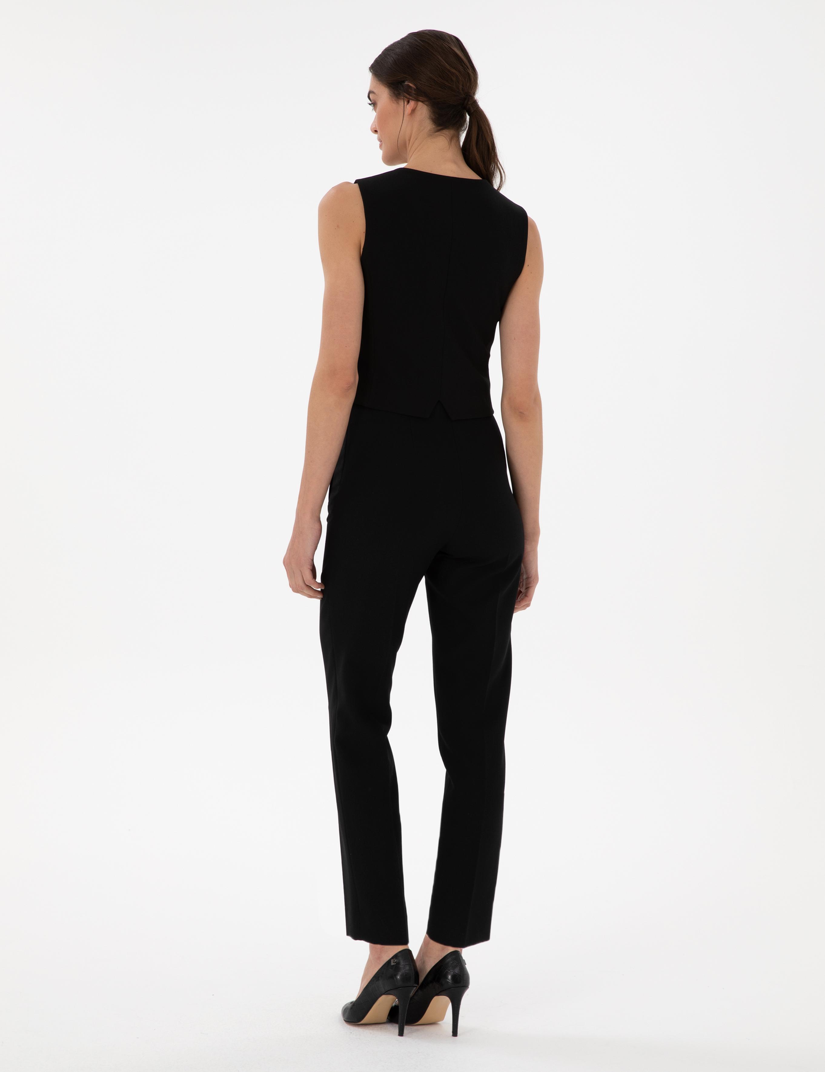 Siyah Carrot Fit Kumaş Pantolon