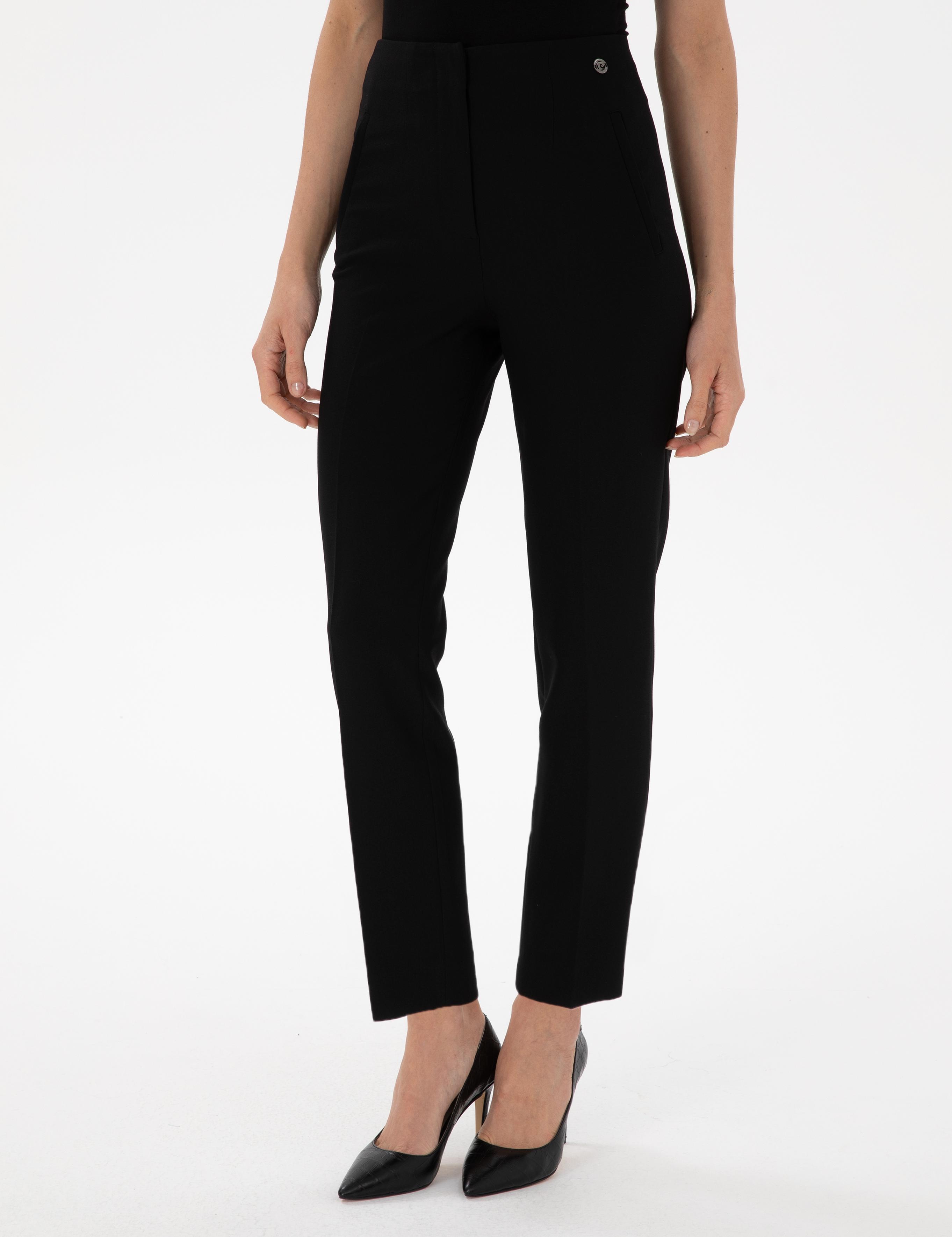 Siyah Carrot Fit Kumaş Pantolon