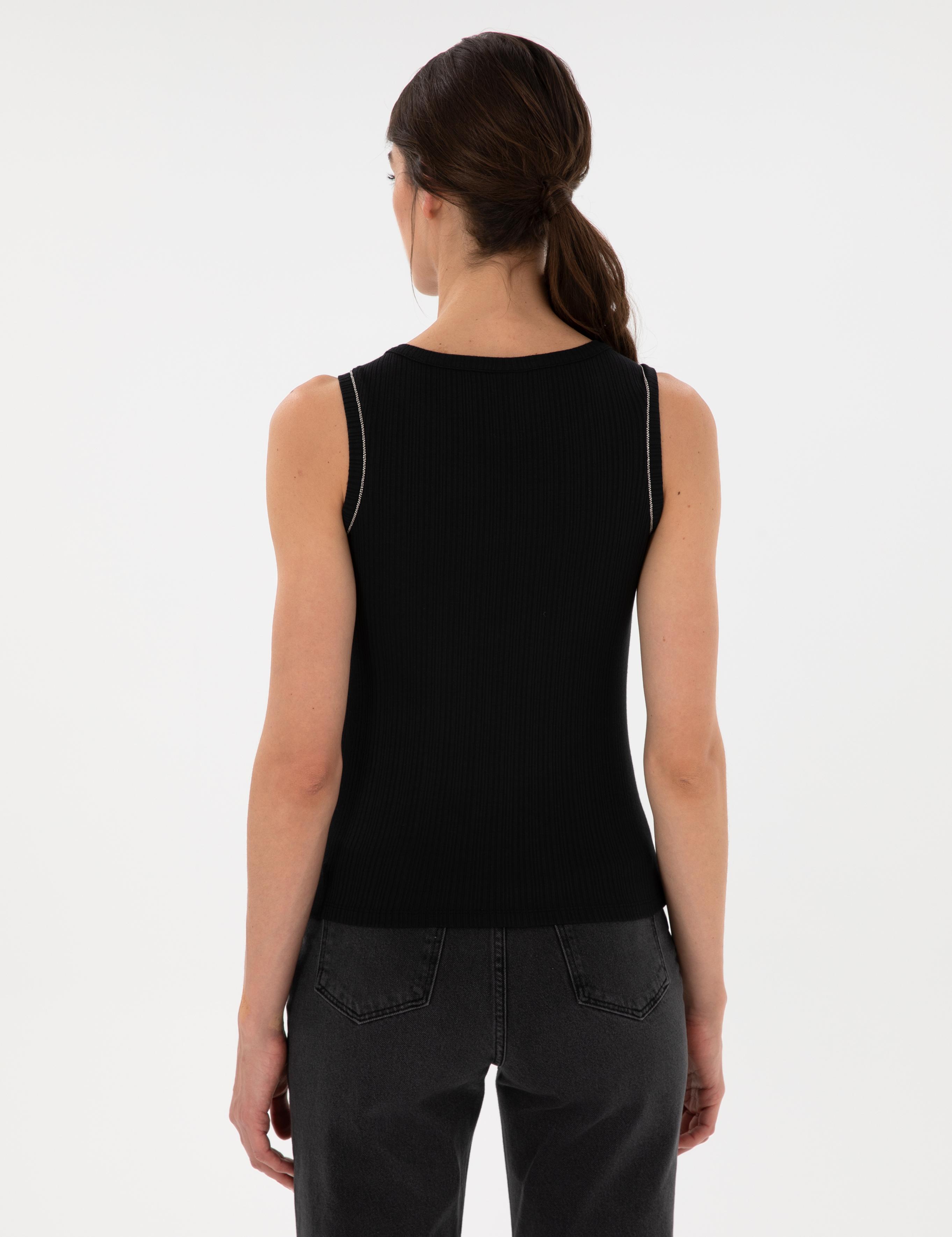 Siyah Ex. Slim Fit Örme Bluz