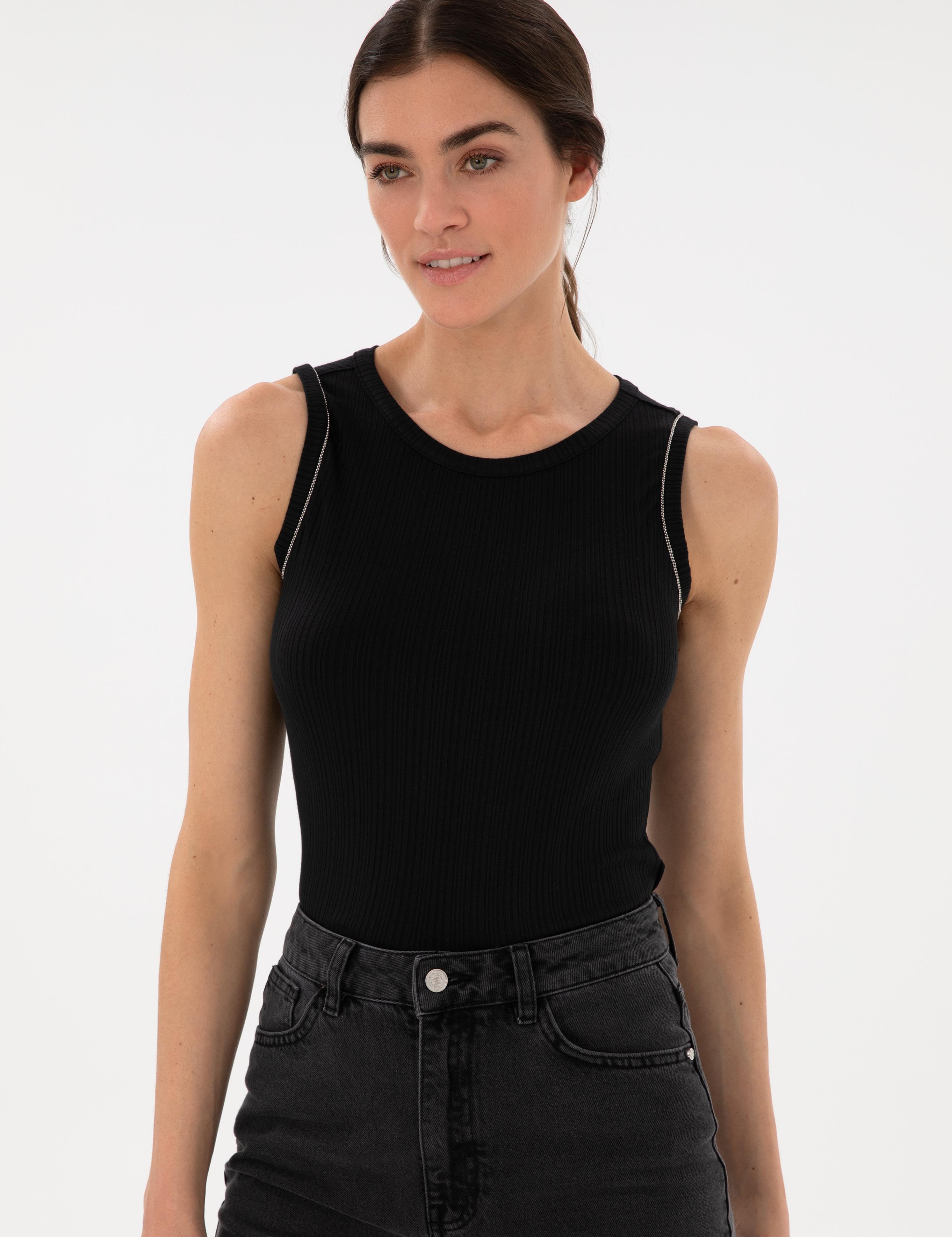 Siyah Ex. Slim Fit Örme Bluz