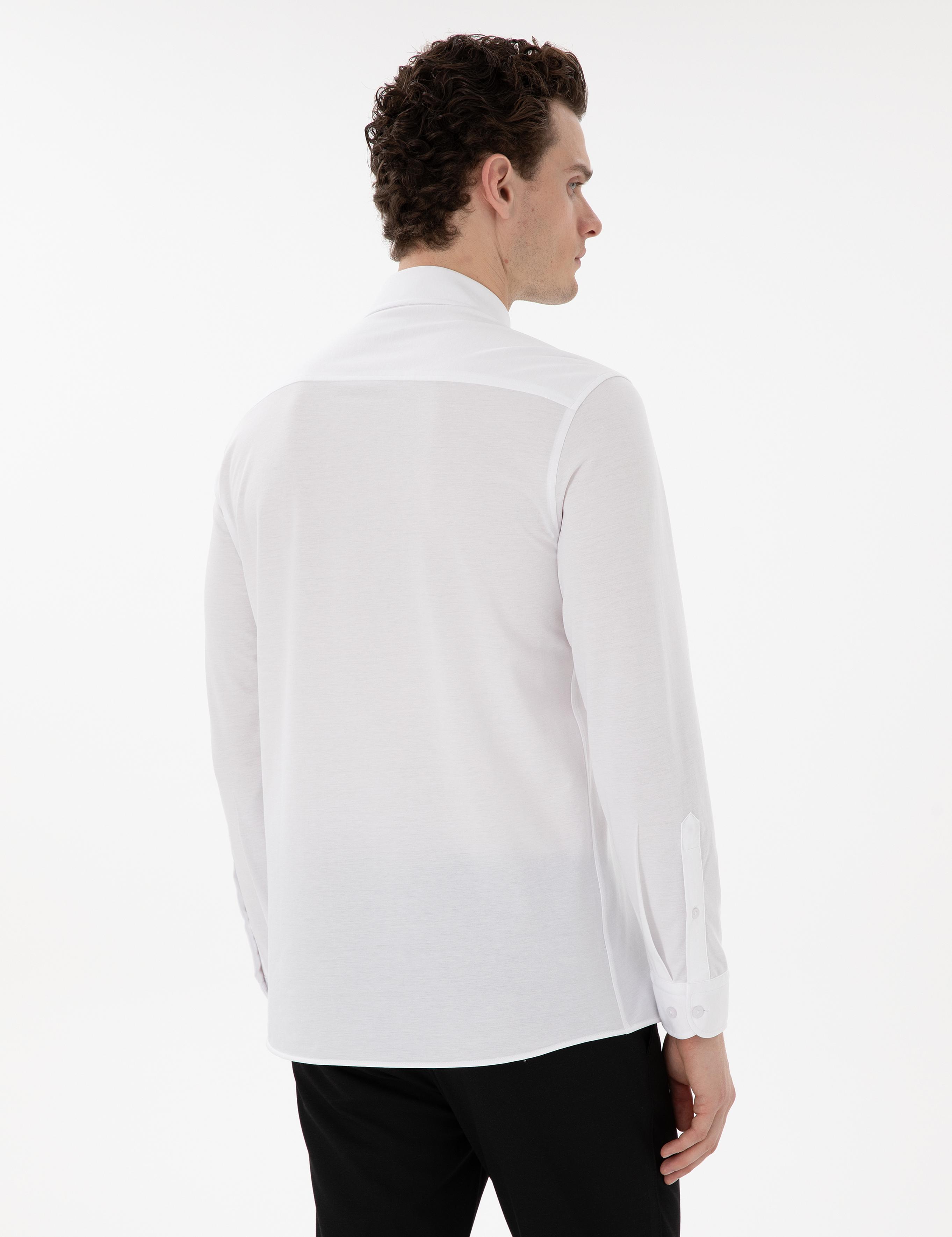 Beyaz Slim Fit Uzun Kollu Gömlek