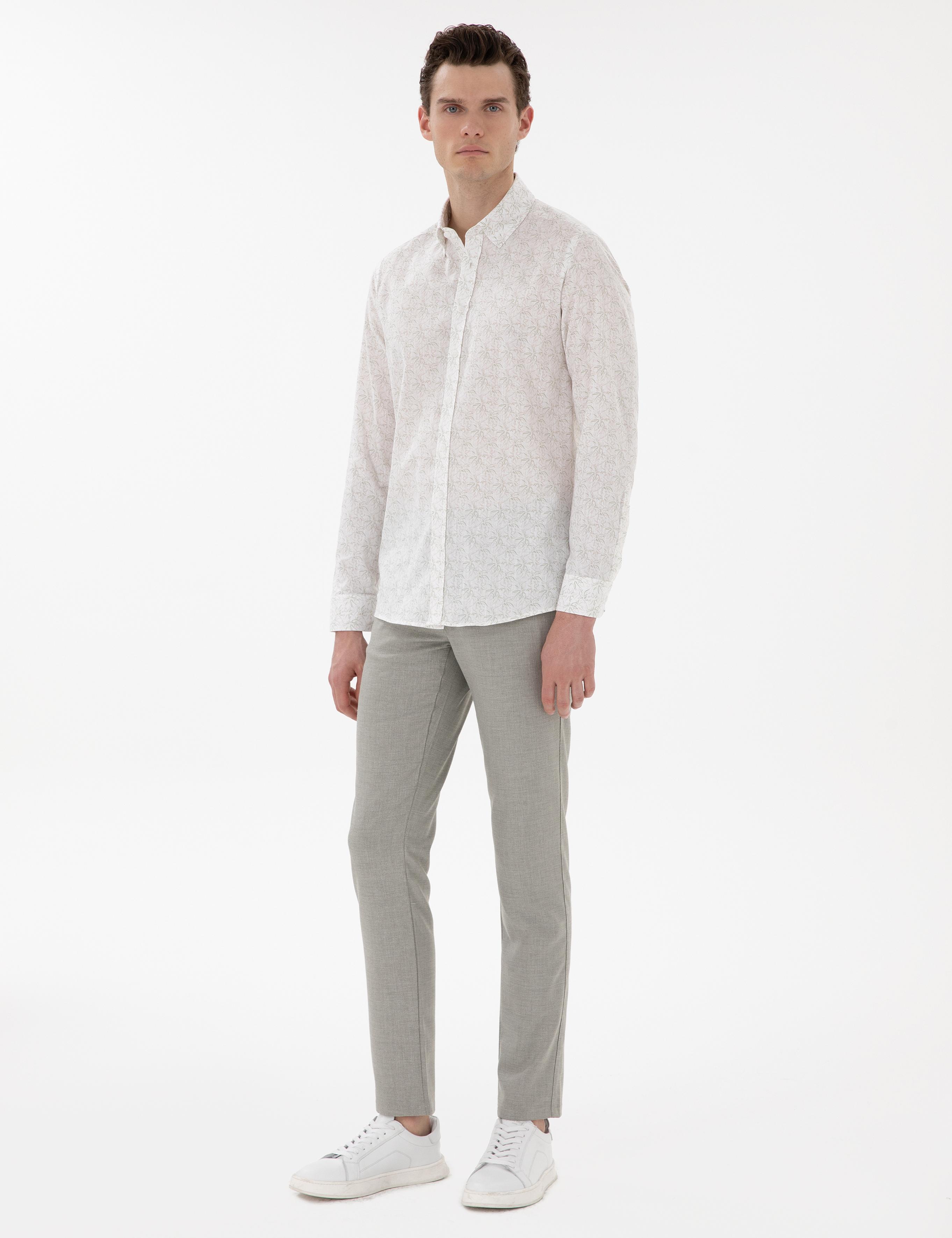 Haki Slim Fit Uzun Kollu Gömlek