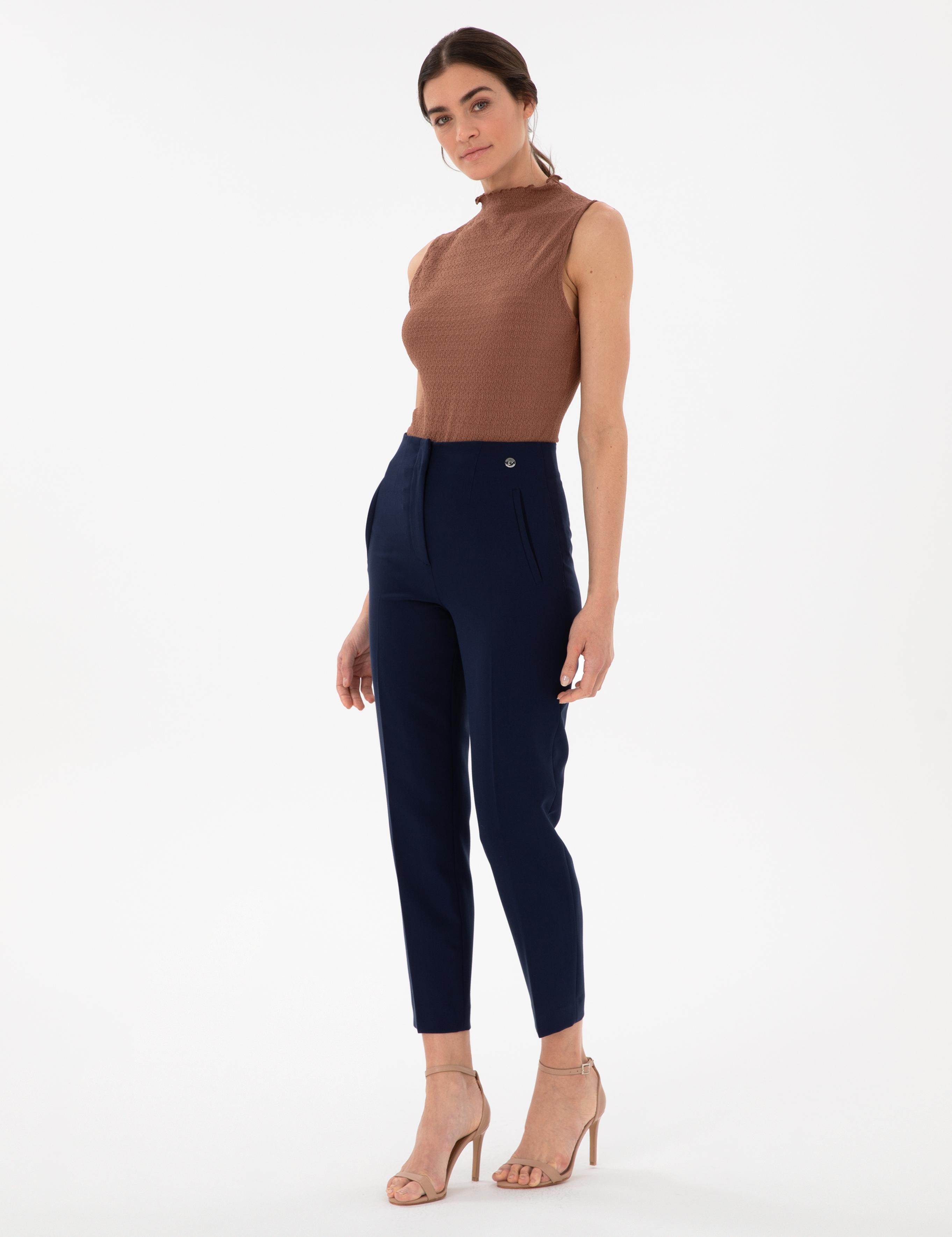 Lacivert Carrot Fit Kumaş Pantolon