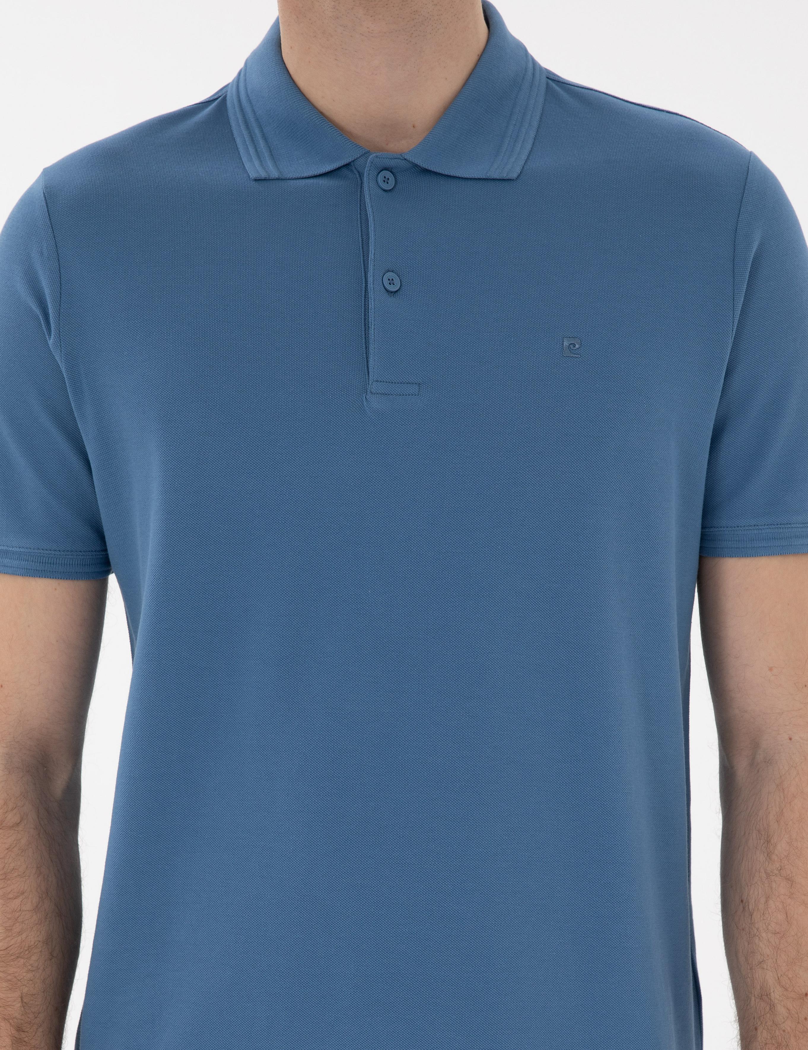 Koyu Mavi Regular Fit %100 Pamuk Polo Yaka Basic Tişört