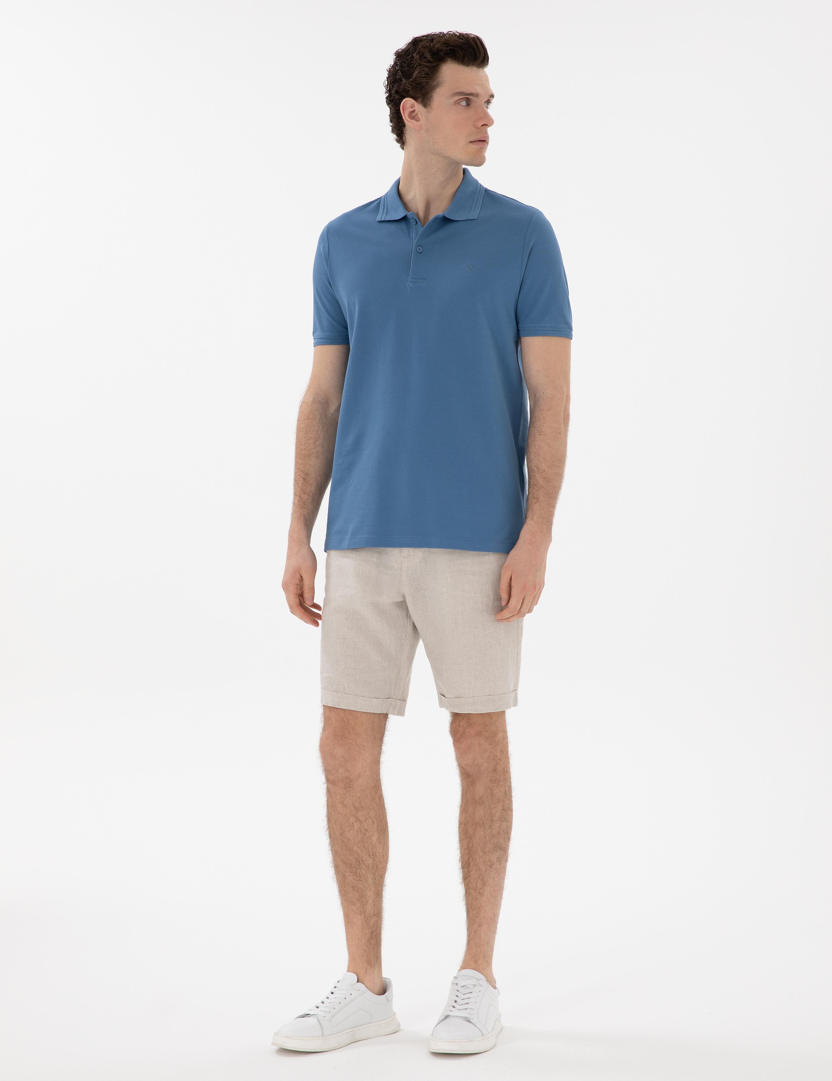 Koyu Mavi Regular Fit %100 Pamuk Polo Yaka Basic Tişört