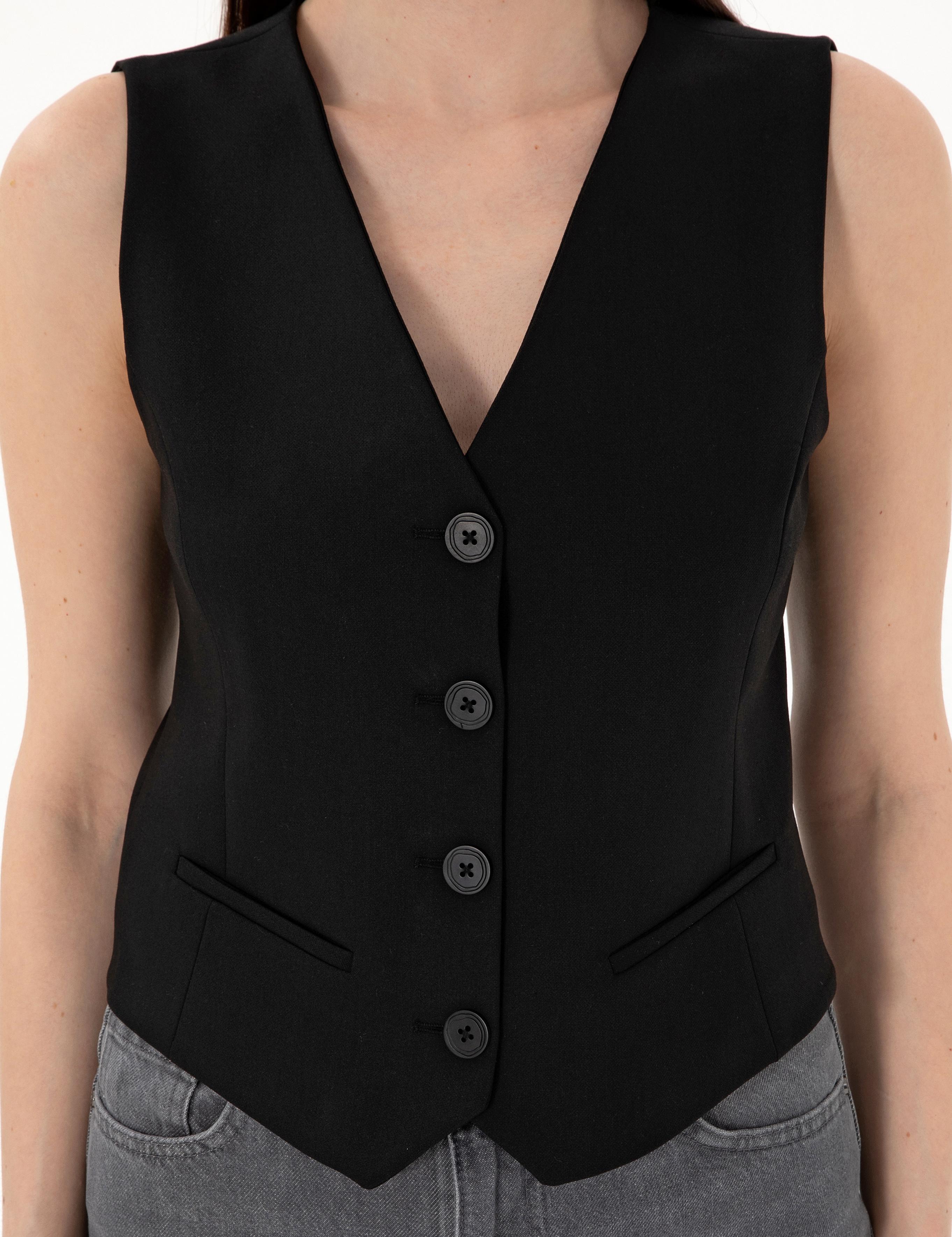 Siyah Slim Fit Yelek