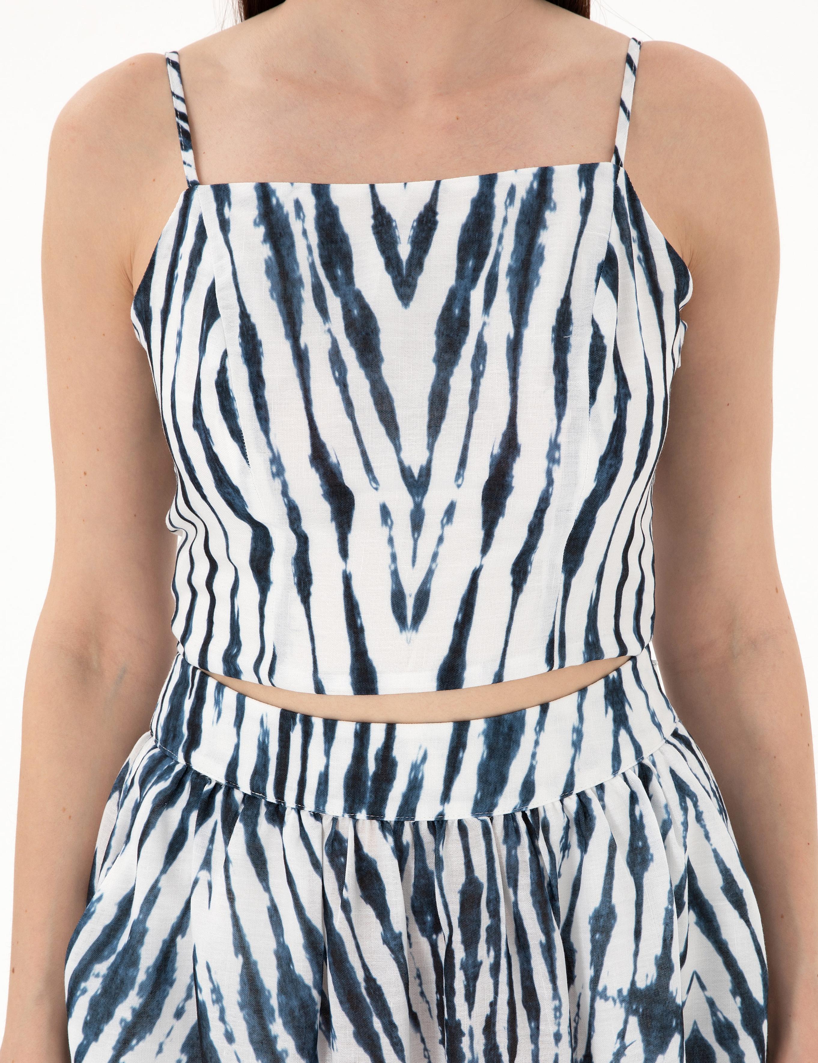 İndigo Crop Top Bluz