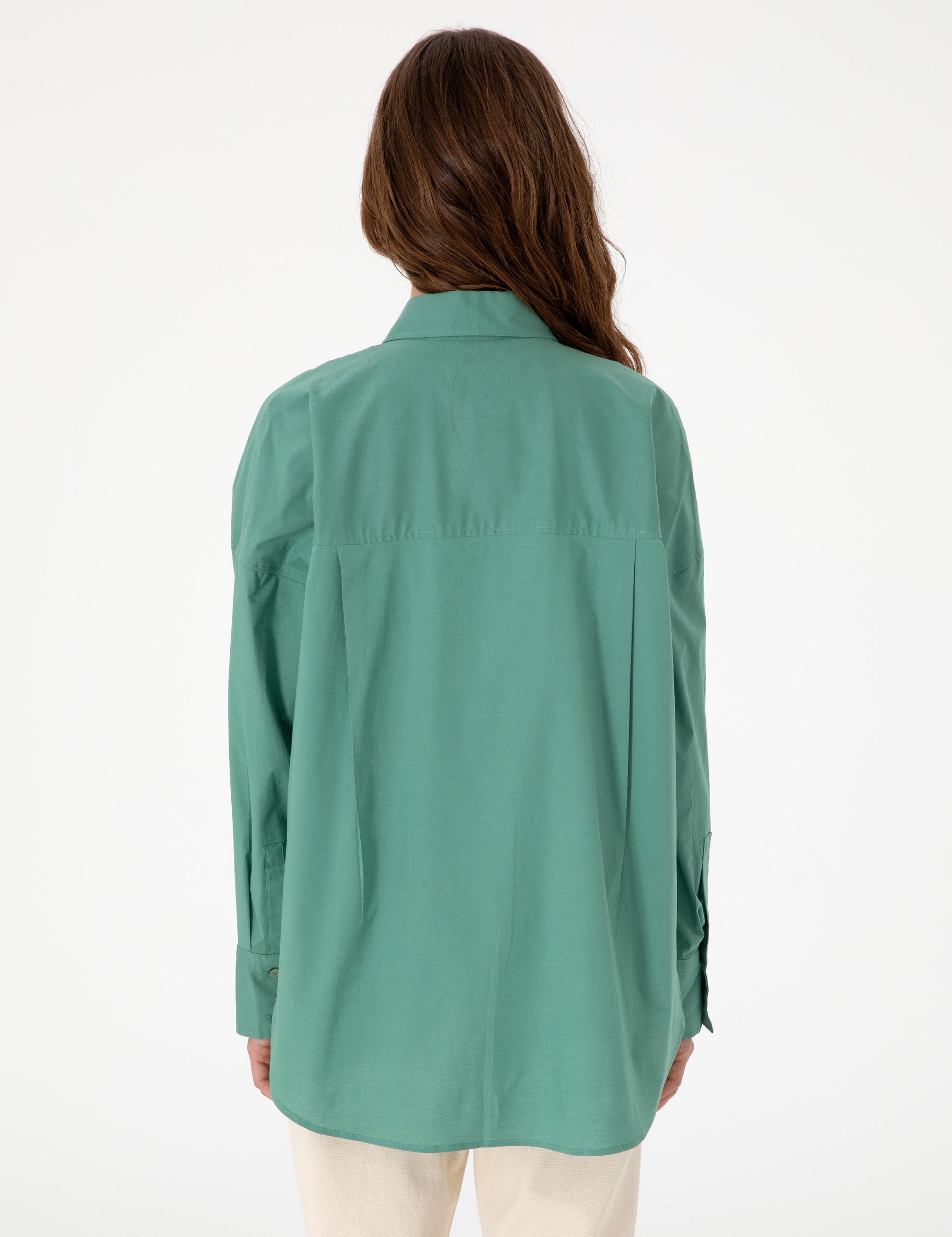 Yeşil Oversize Uzun Kollu Gömlek