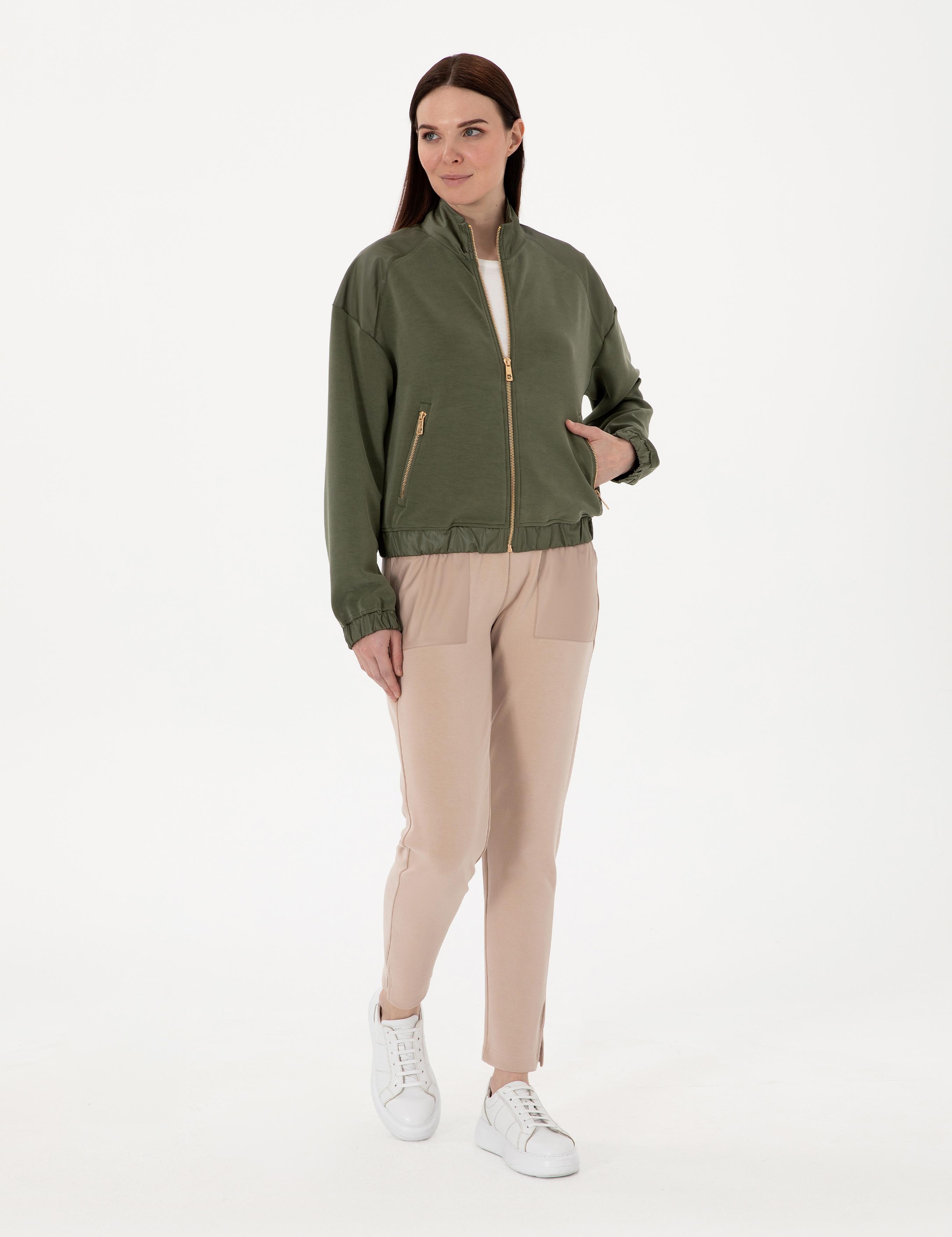 Haki Comfort Fit Örme Hırka