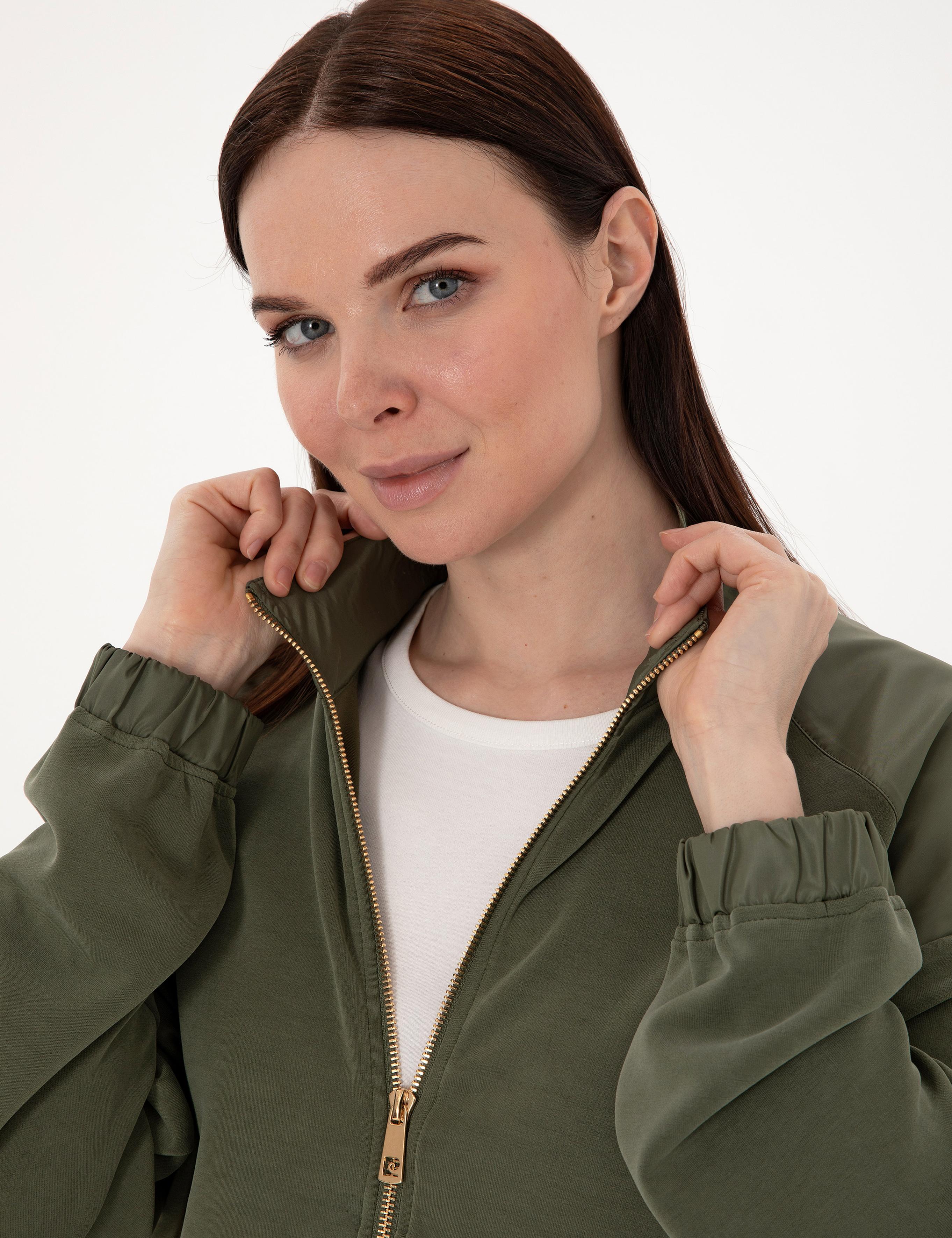 Haki Comfort Fit Örme Hırka