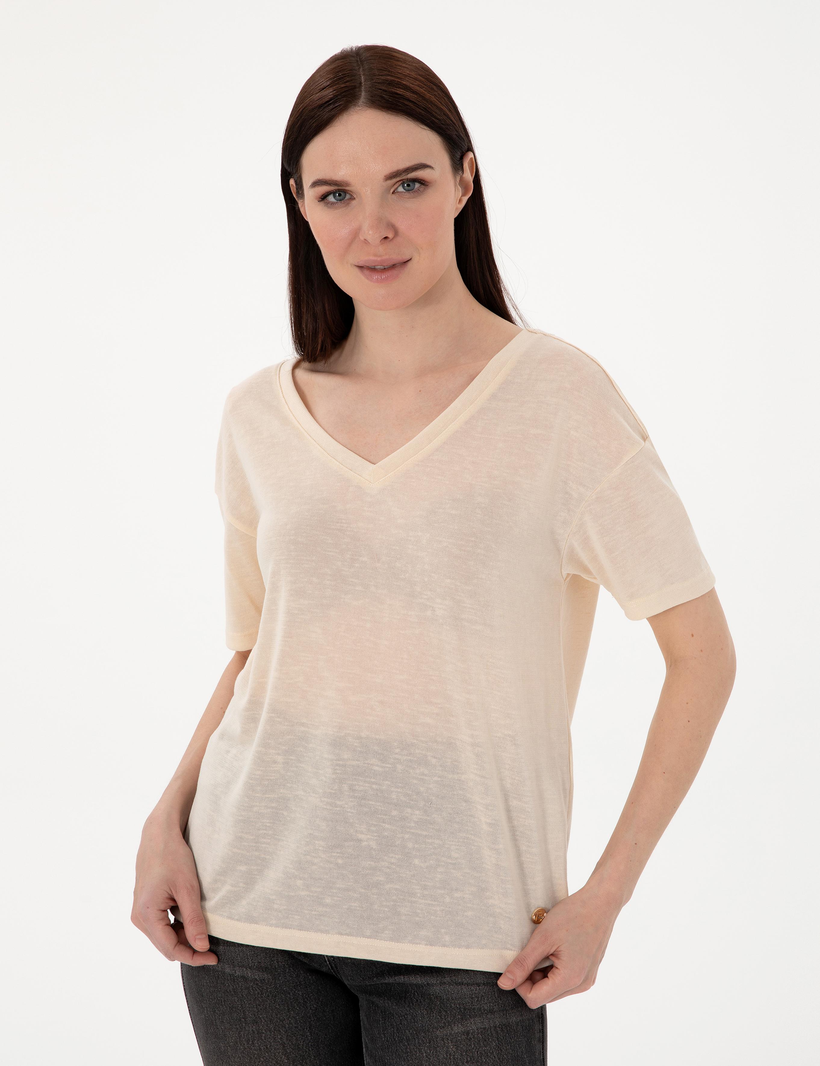 Krem Comfort Fit Tişört