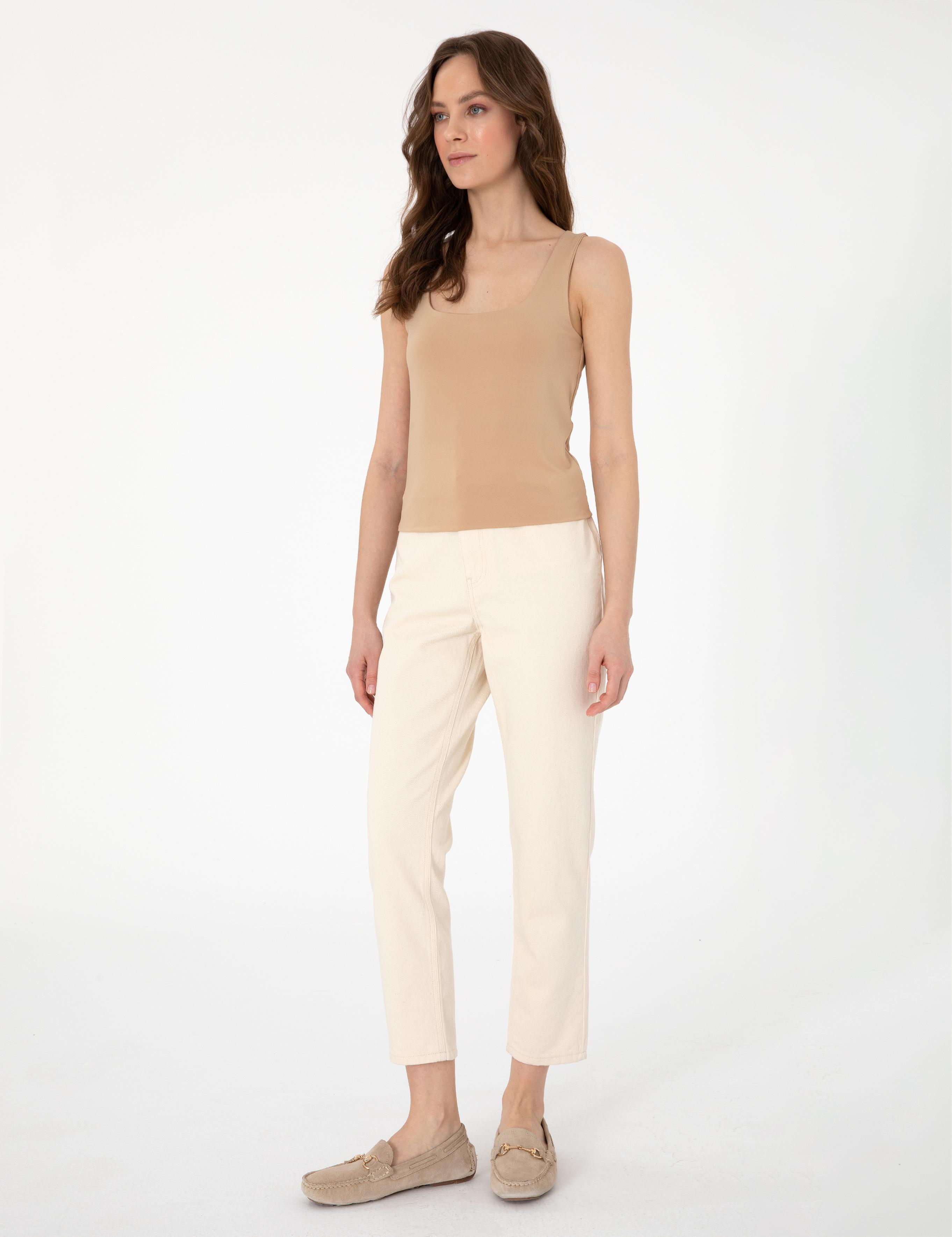 Bej Ex. Slim Fit Örme Bluz