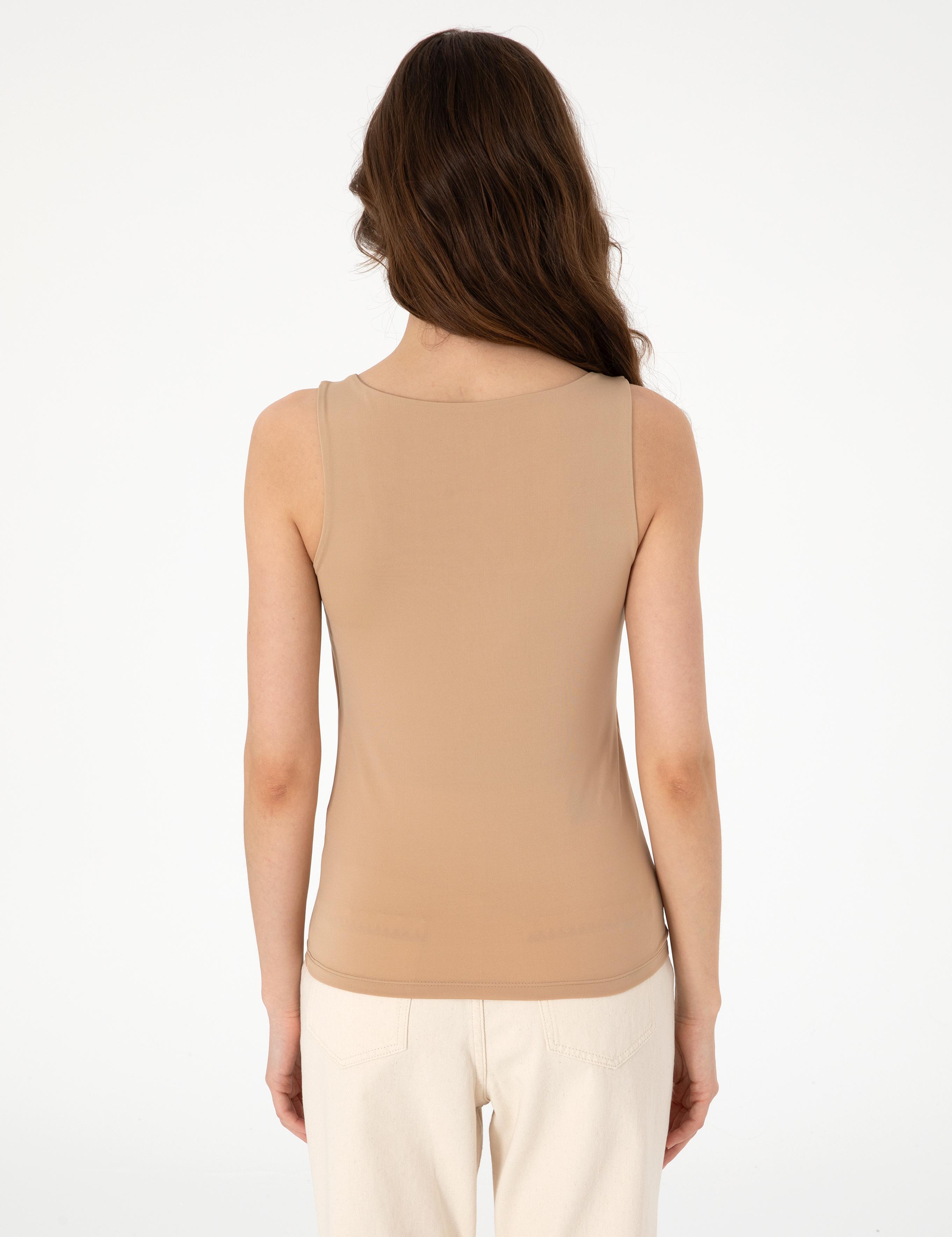 Bej Ex. Slim Fit Örme Bluz