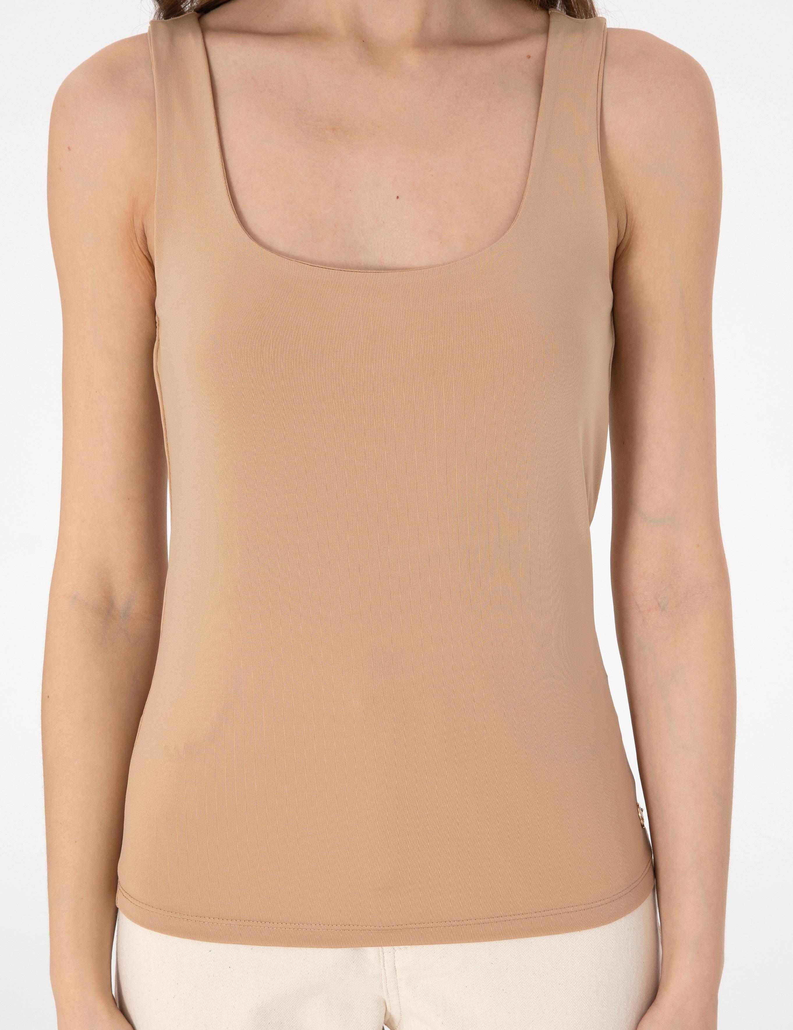 Bej Ex. Slim Fit Örme Bluz
