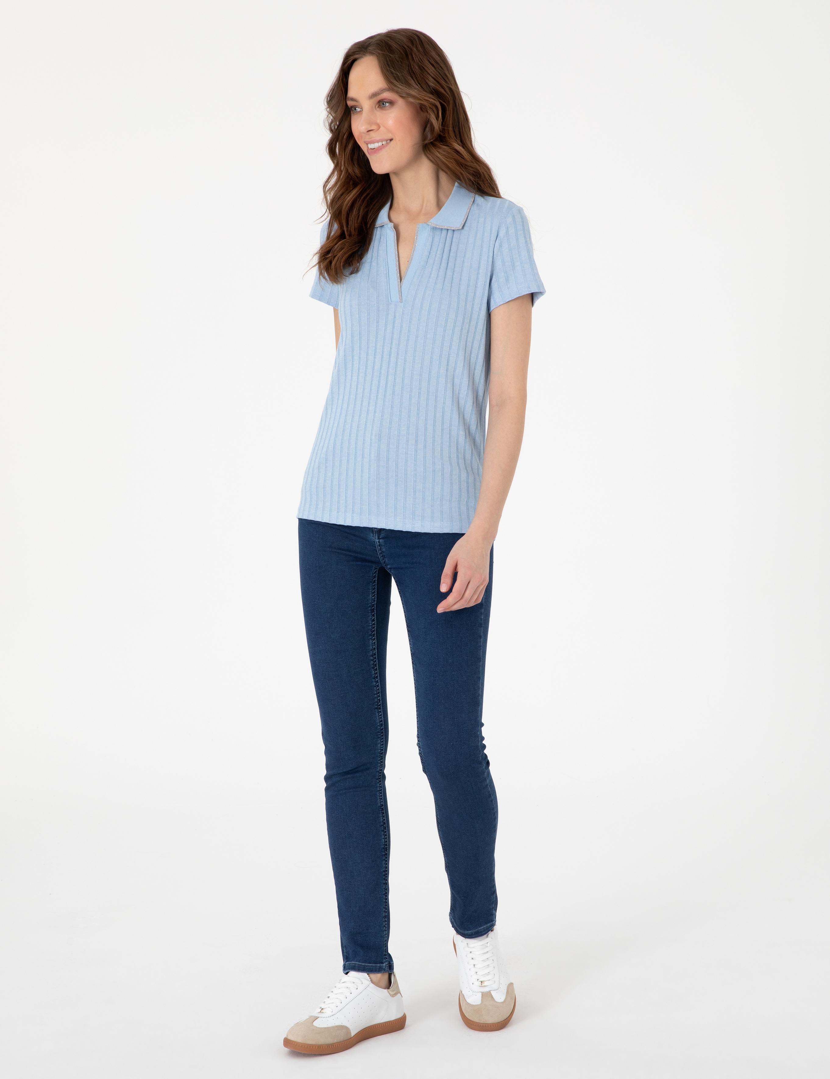 Açık Mavi Slim Fit Basic Tişört
