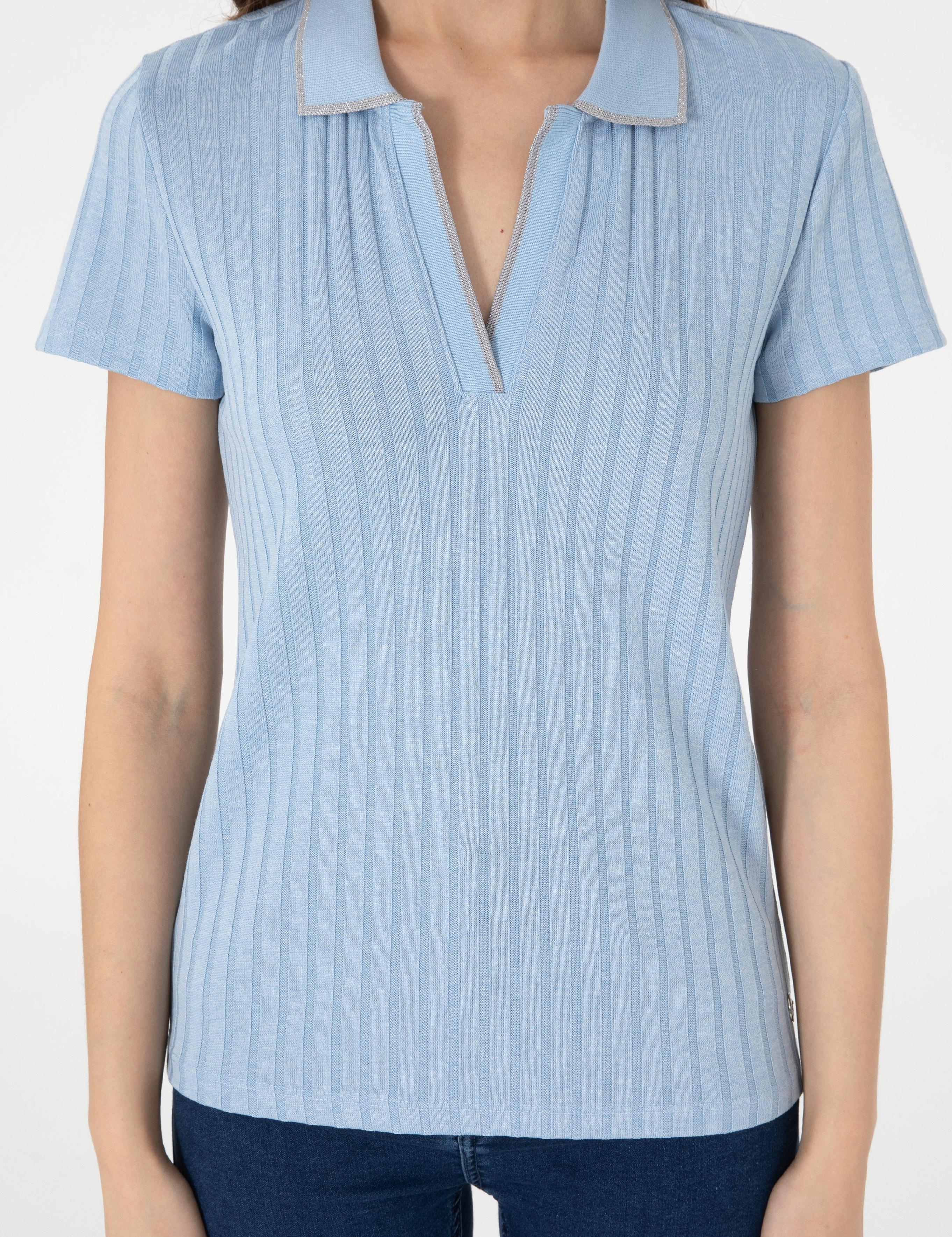 Açık Mavi Slim Fit Basic Tişört