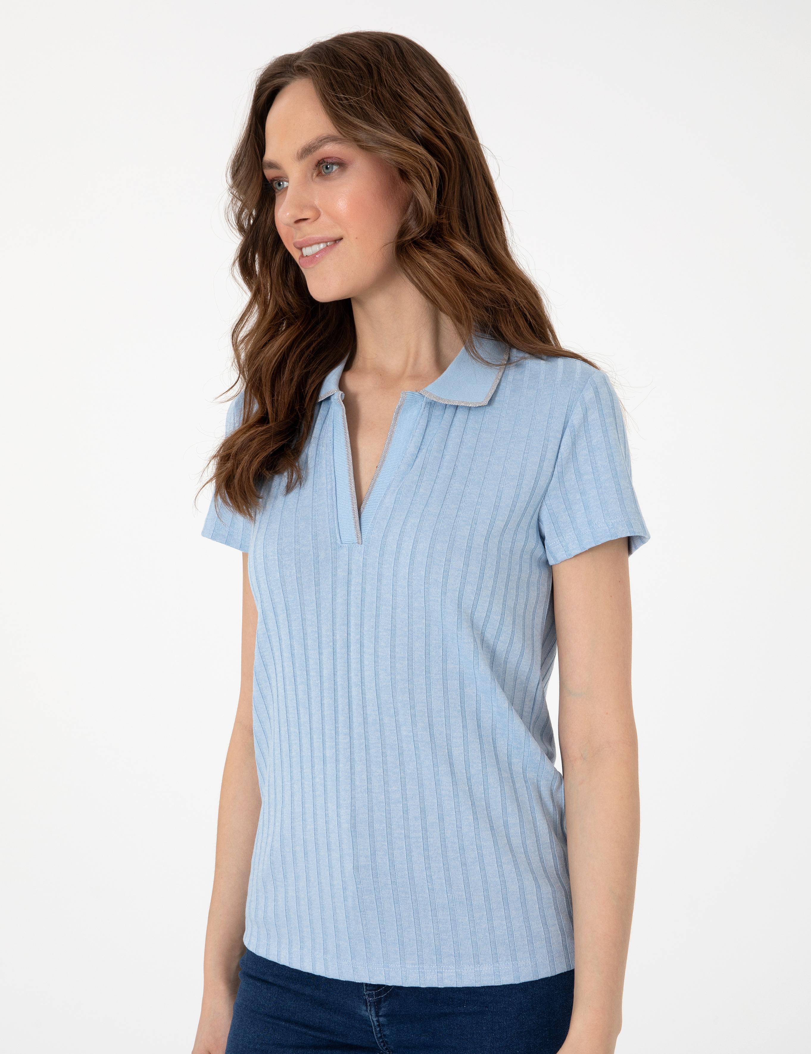 Açık Mavi Slim Fit Basic Tişört