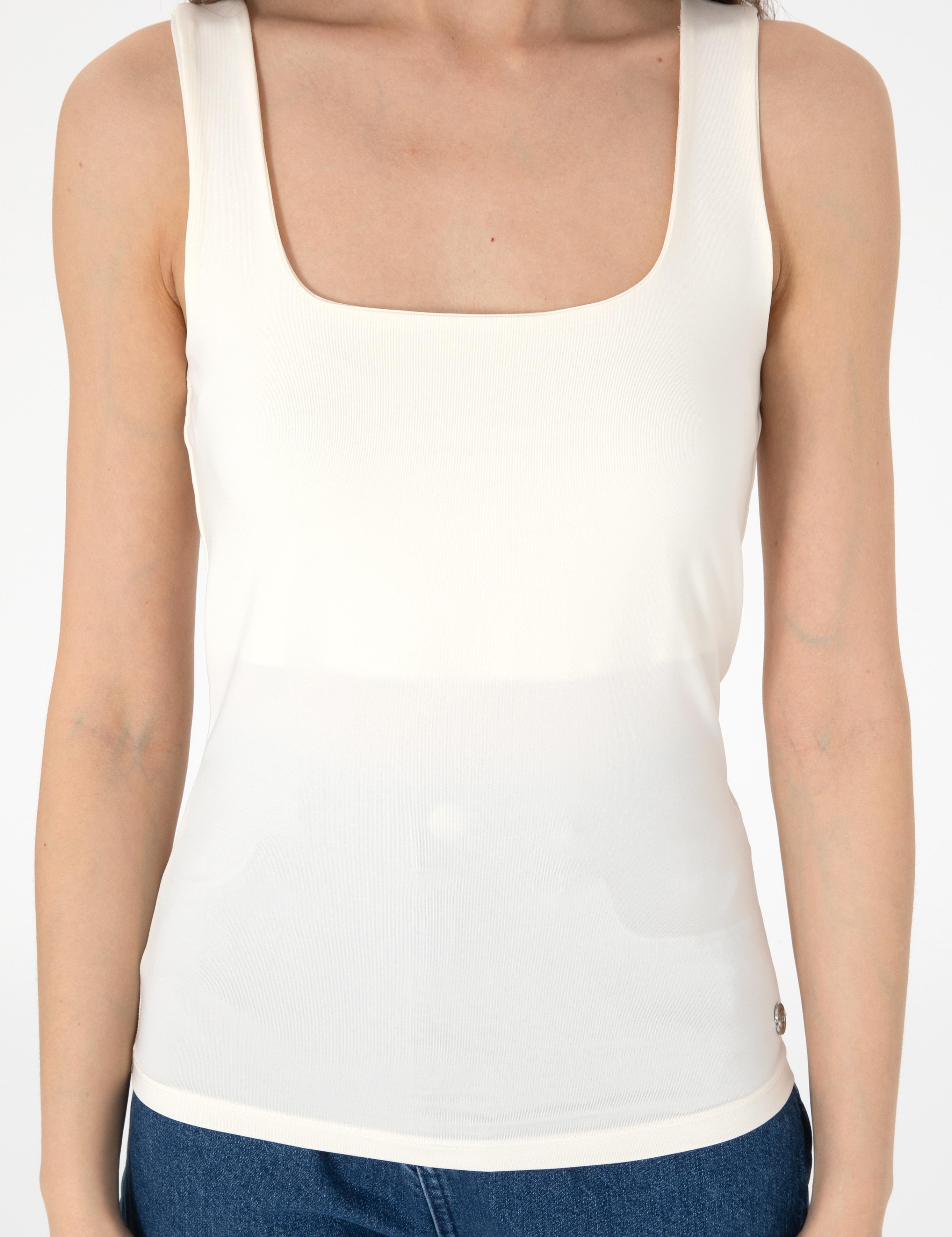 Ekru Ex. Slim Fit Örme Bluz