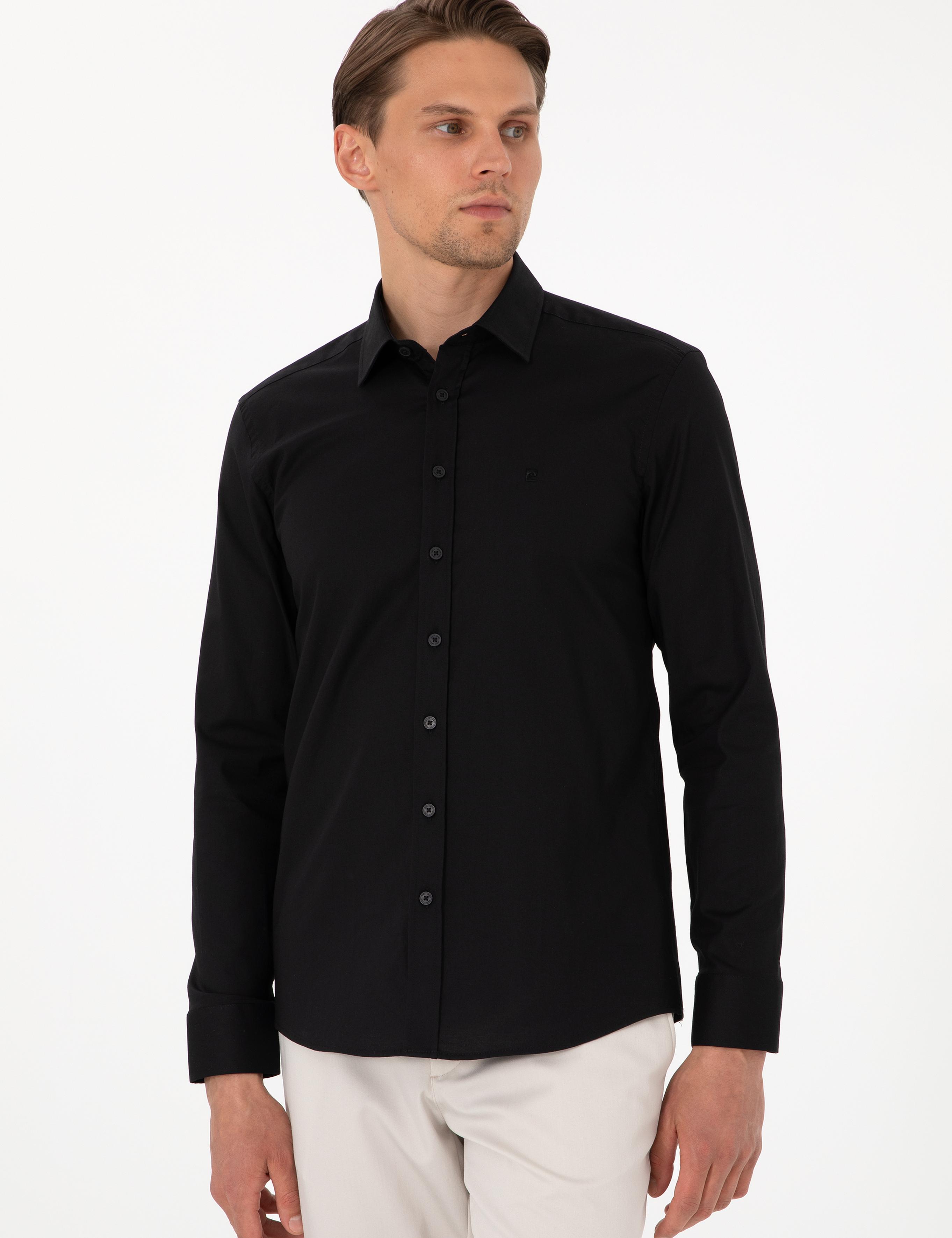 Siyah Slim Fit Uzun Kollu Gömlek