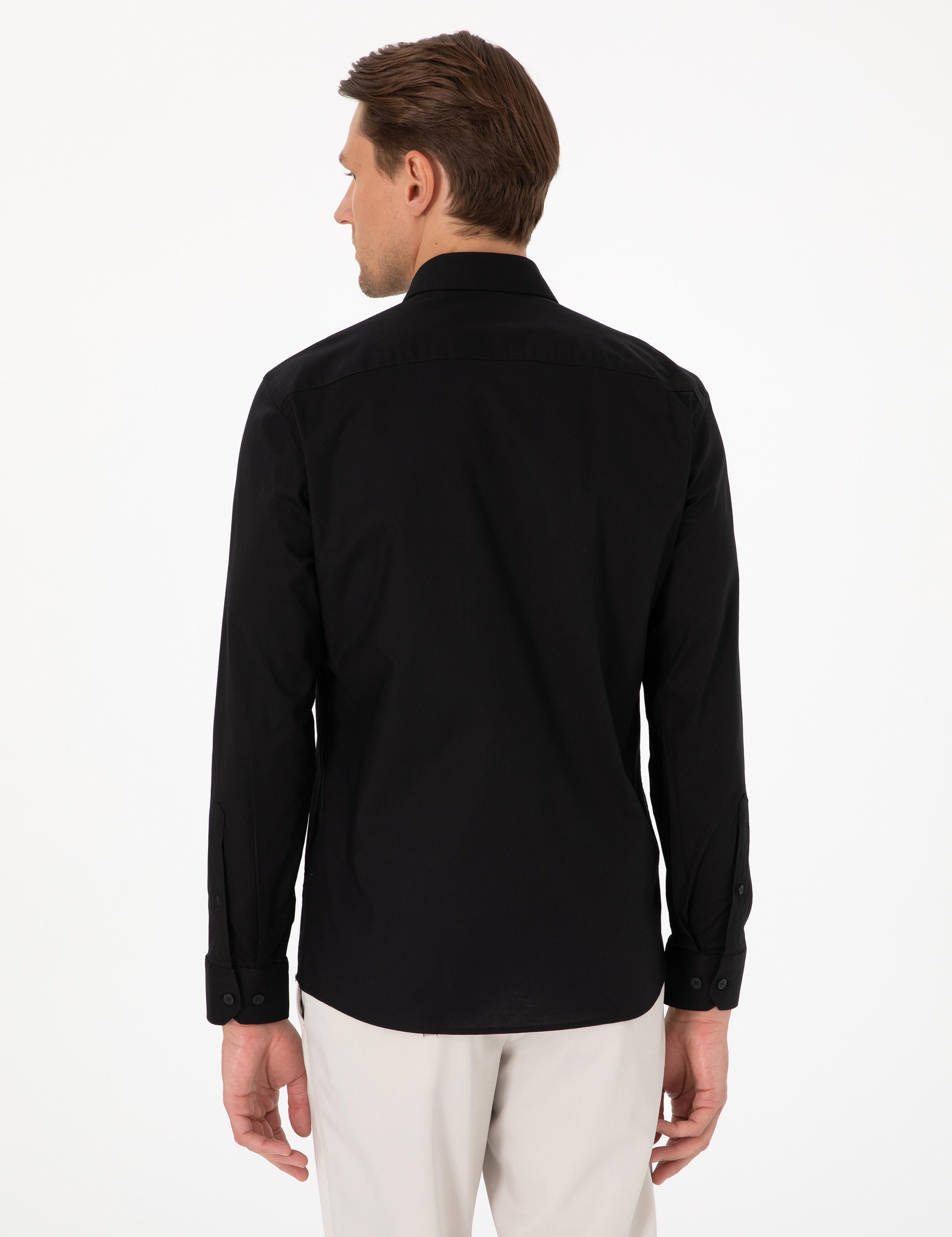 Siyah Slim Fit Uzun Kollu Gömlek