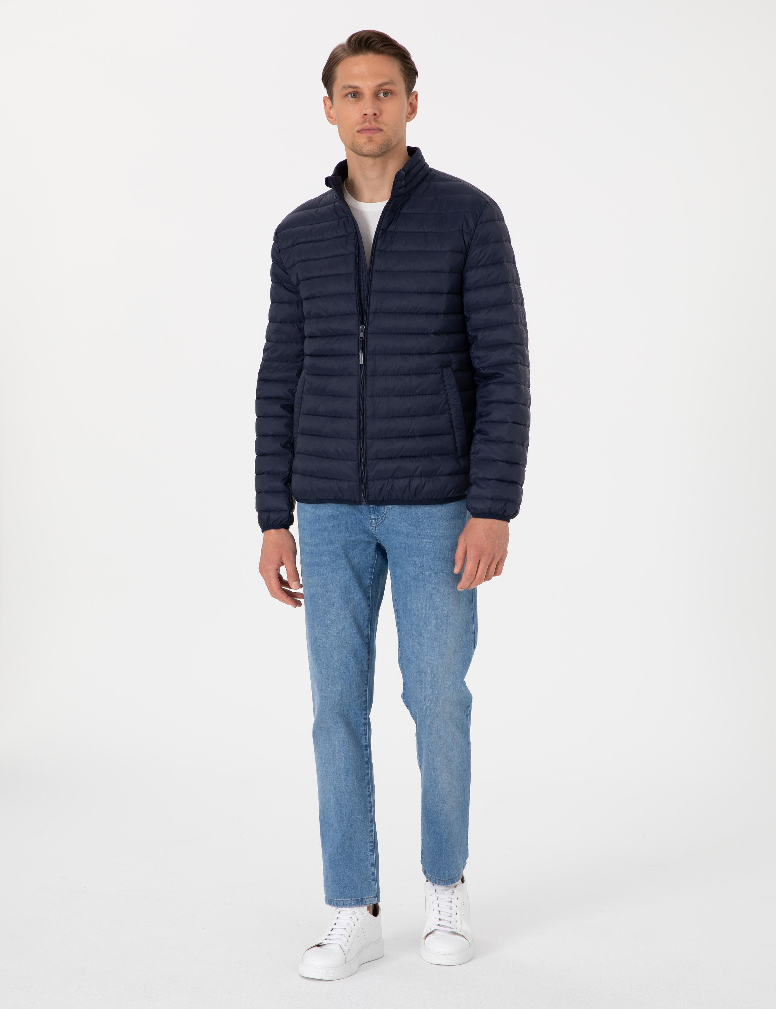 Lacivert Cropped Slim Mont