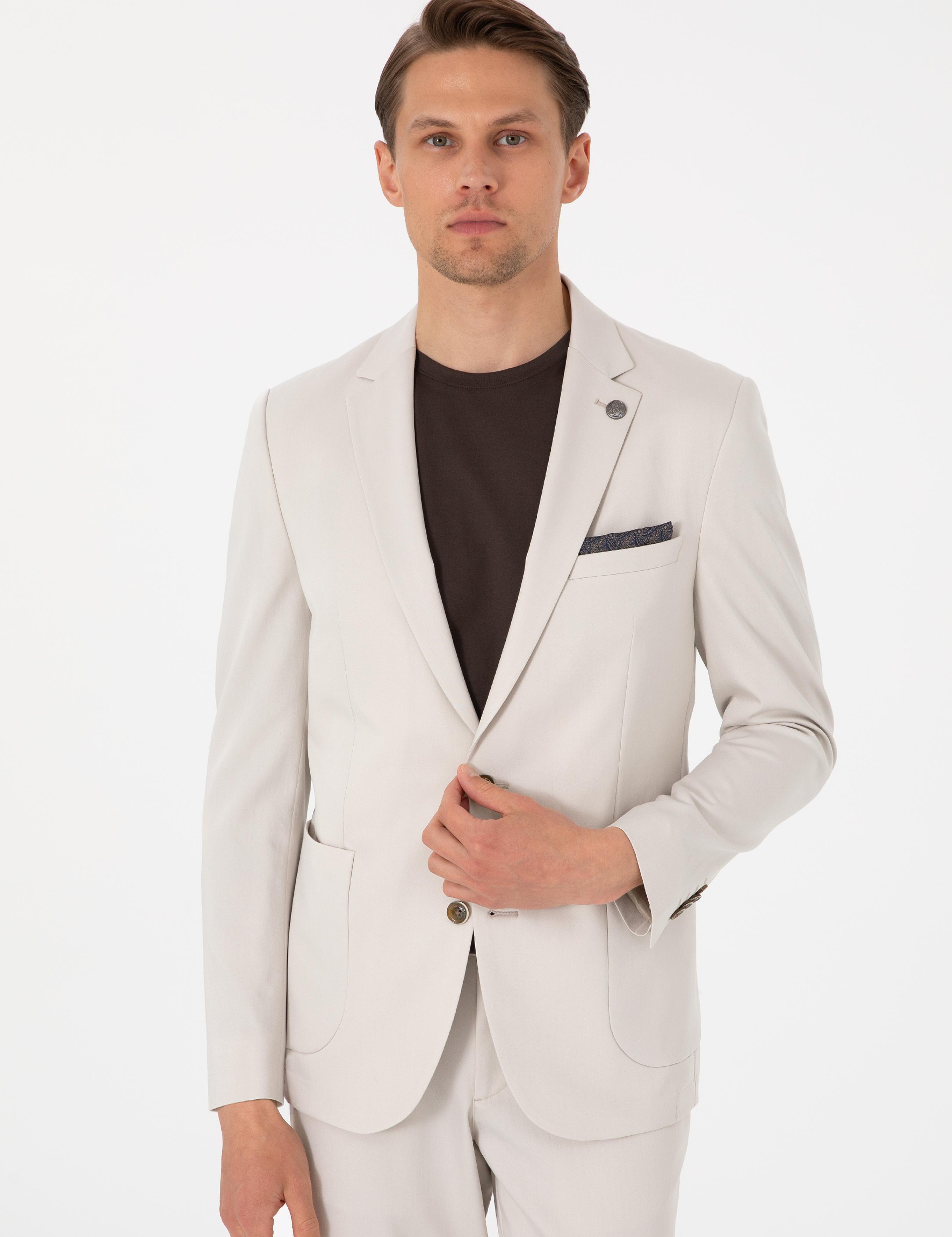 Bej Ex. Slim Fit Takım Elbise