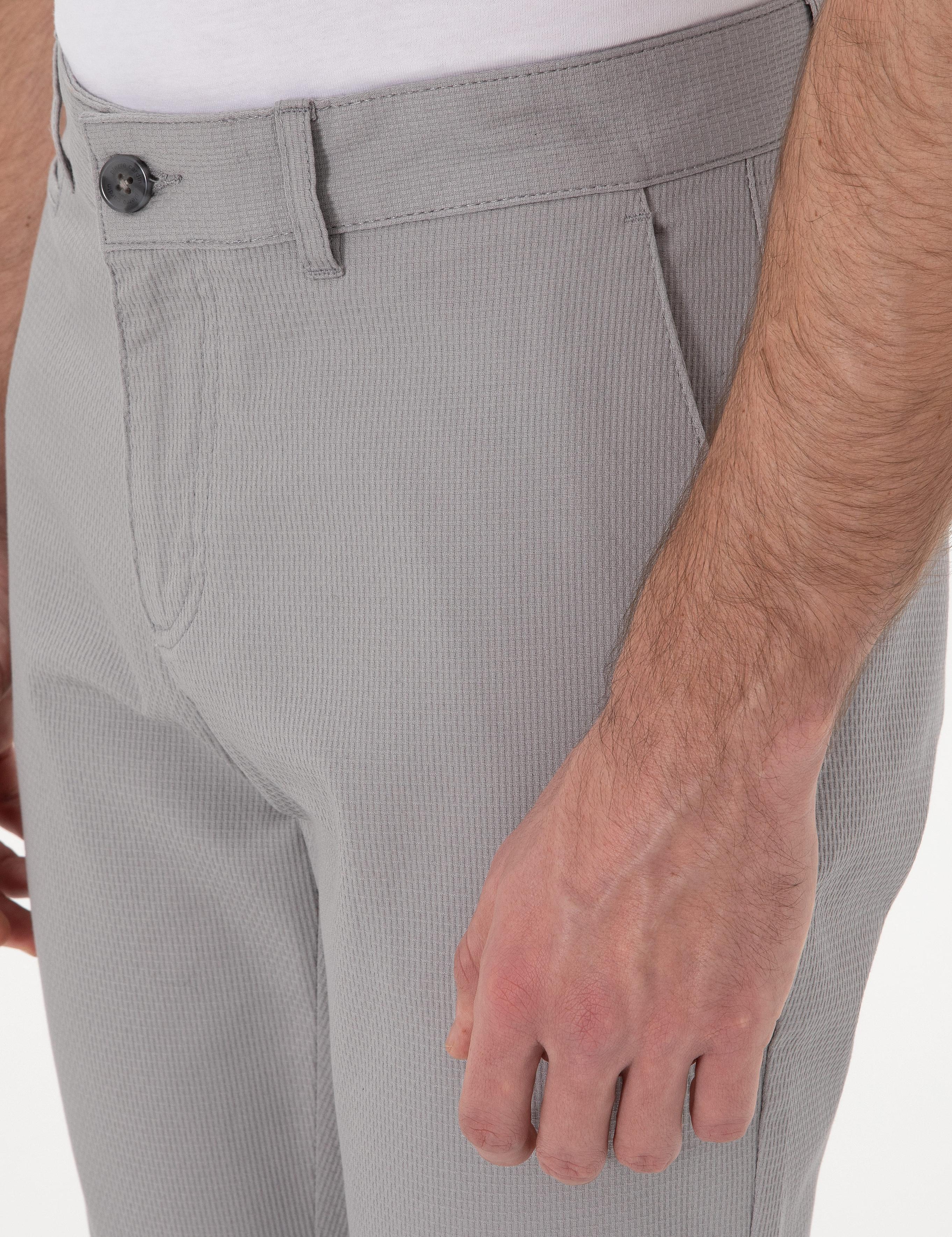 Gri Slim Fit Kanvas Pantolon