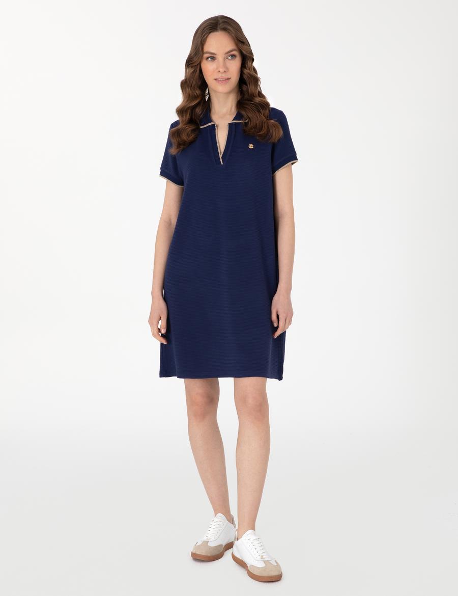 Lacivert Regular Fit Örme Elbise