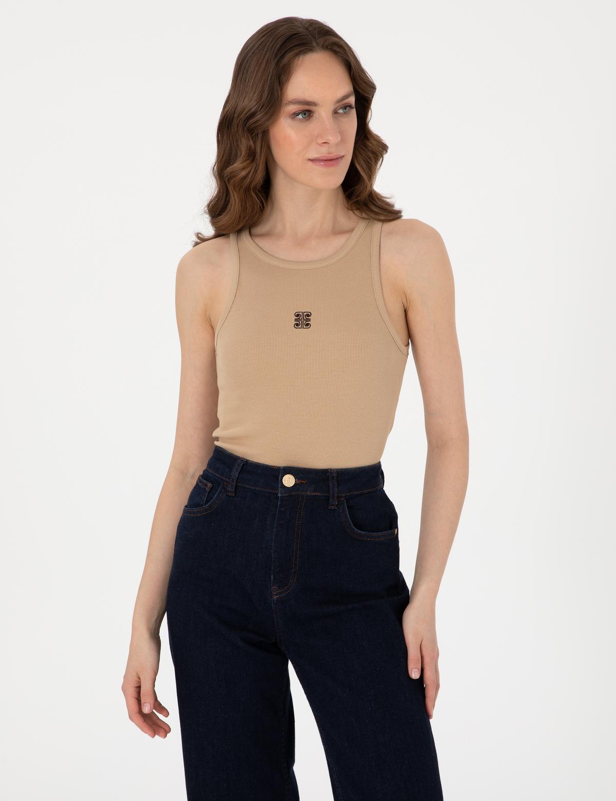 Bej Ex. Slim Fit Örme Bluz