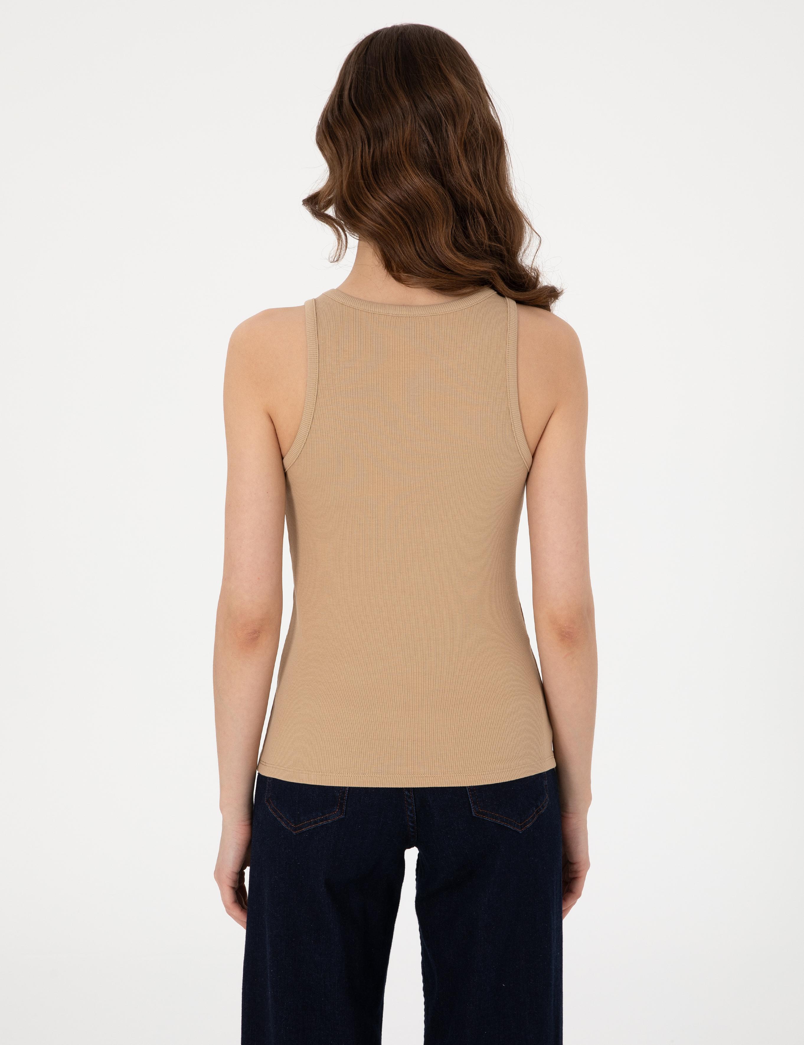Bej Ex. Slim Fit Örme Bluz