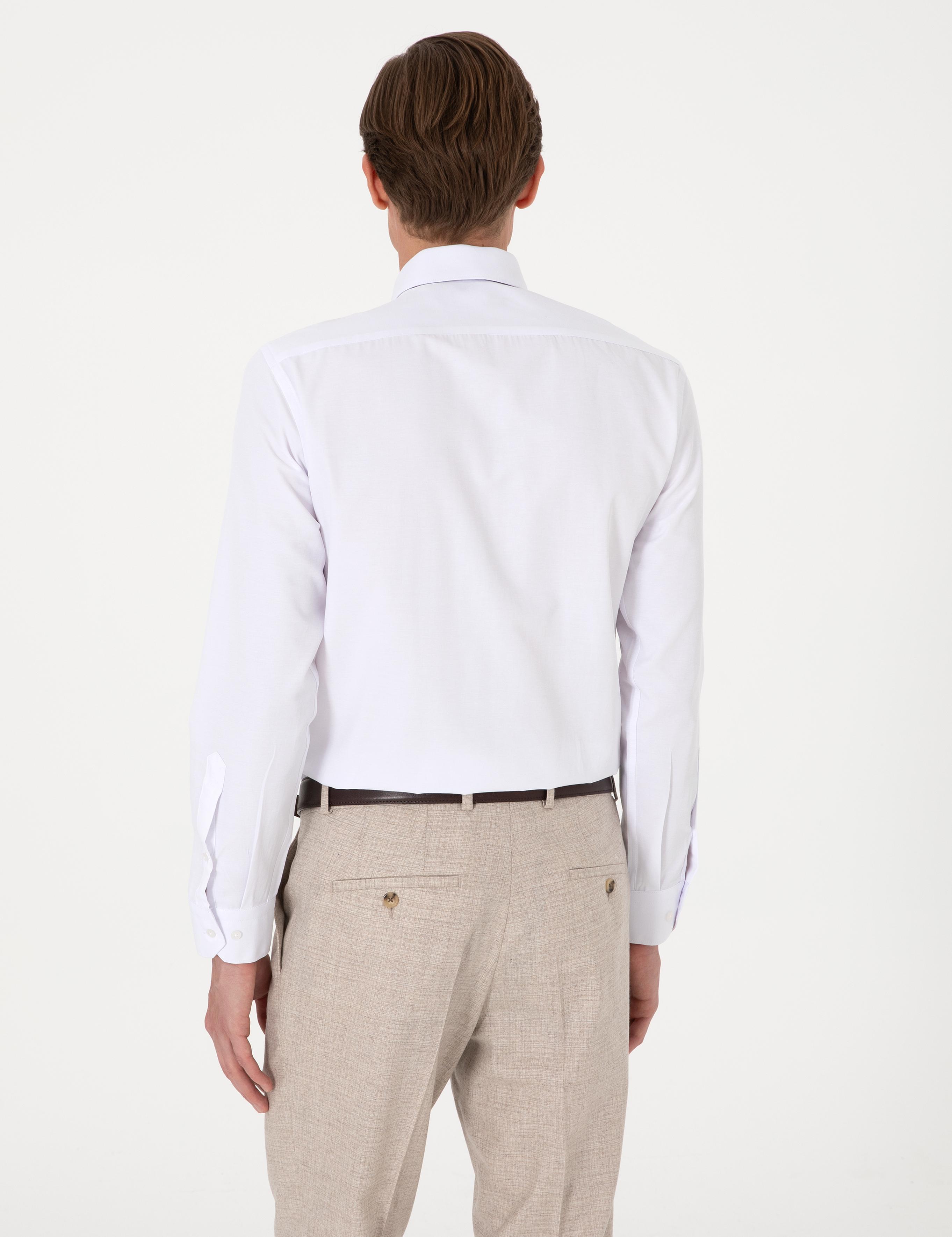 Beyaz Slim Fit Uzun Kollu Basic Gömlek