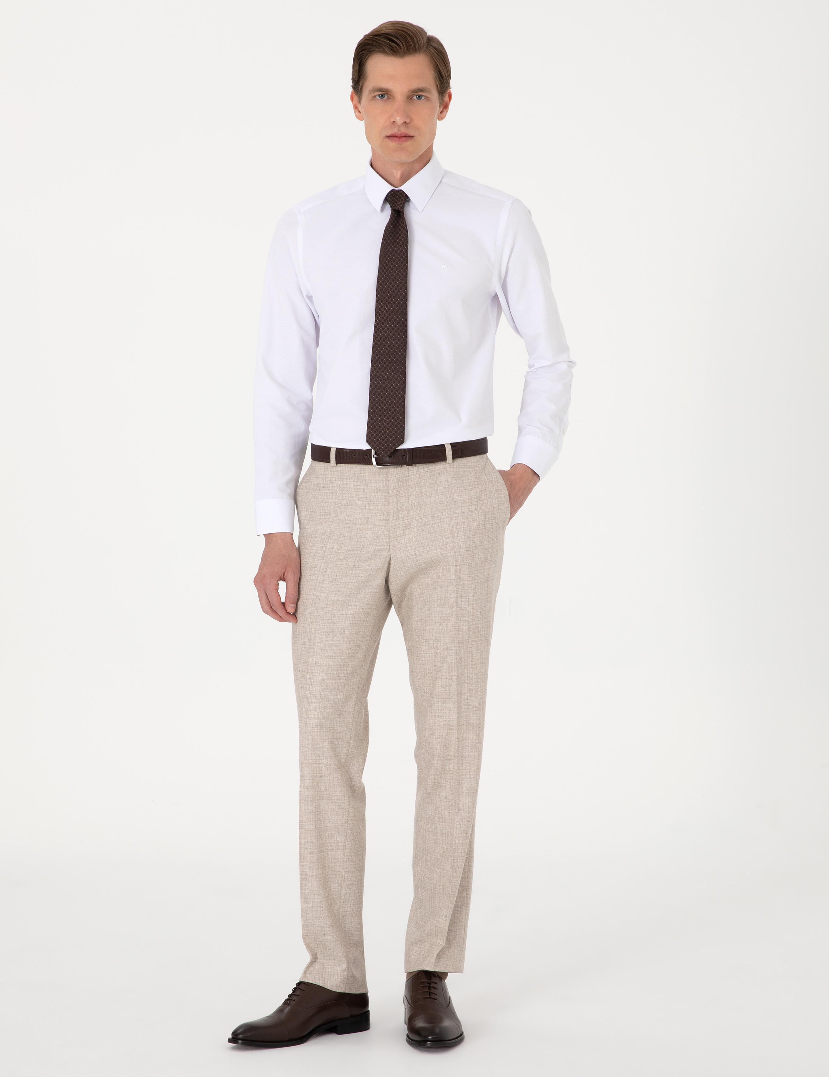 Beyaz Slim Fit Uzun Kollu Basic Gömlek