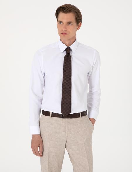 Beyaz Slim Fit Uzun Kollu Basic Gömlek