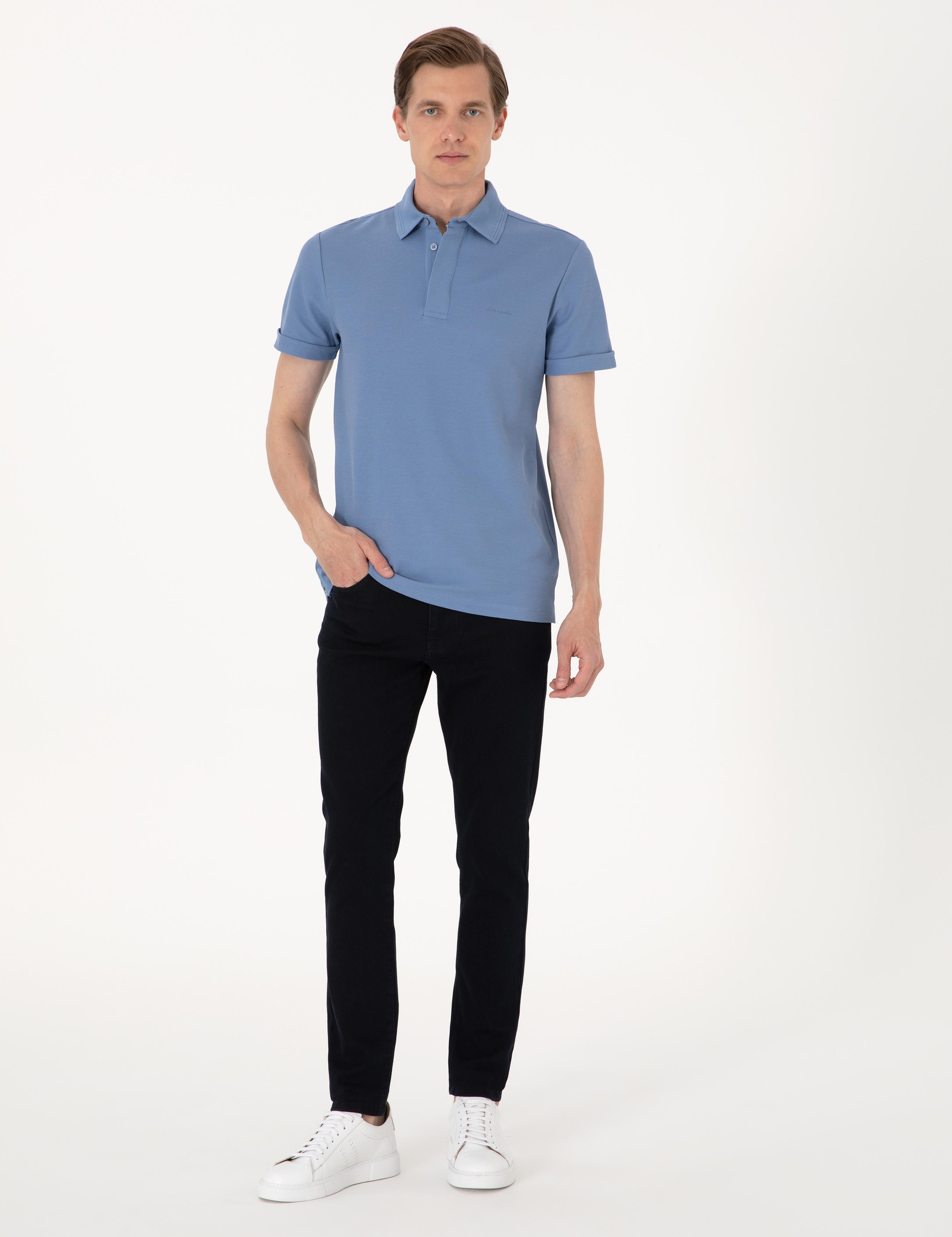Mavi Slim Fit %100 Pamuk Kıvrılmaz Amerikan Pike Polo Yaka Basic Tişört