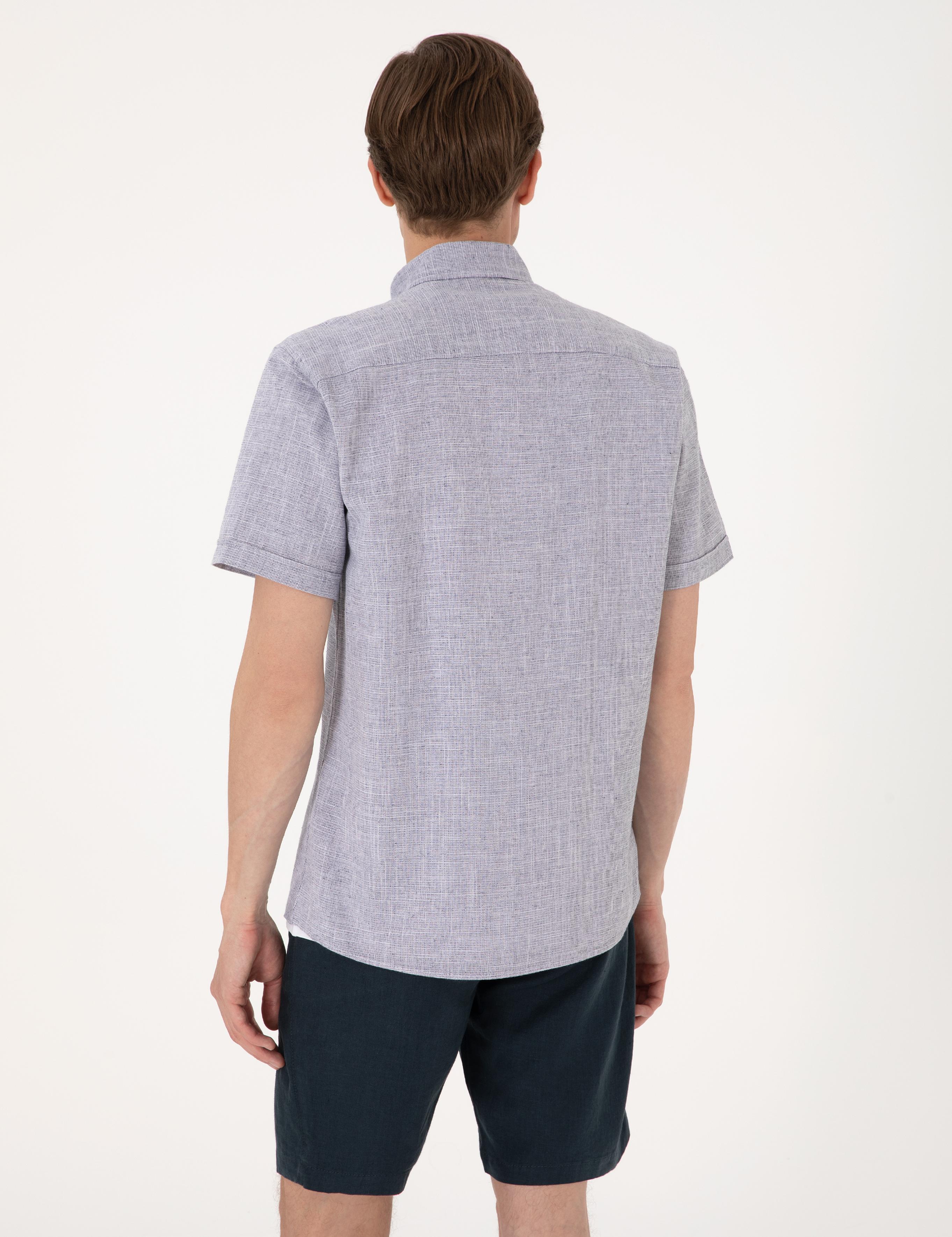 Lacivert Regular Fit Kısa Kollu Gömlek