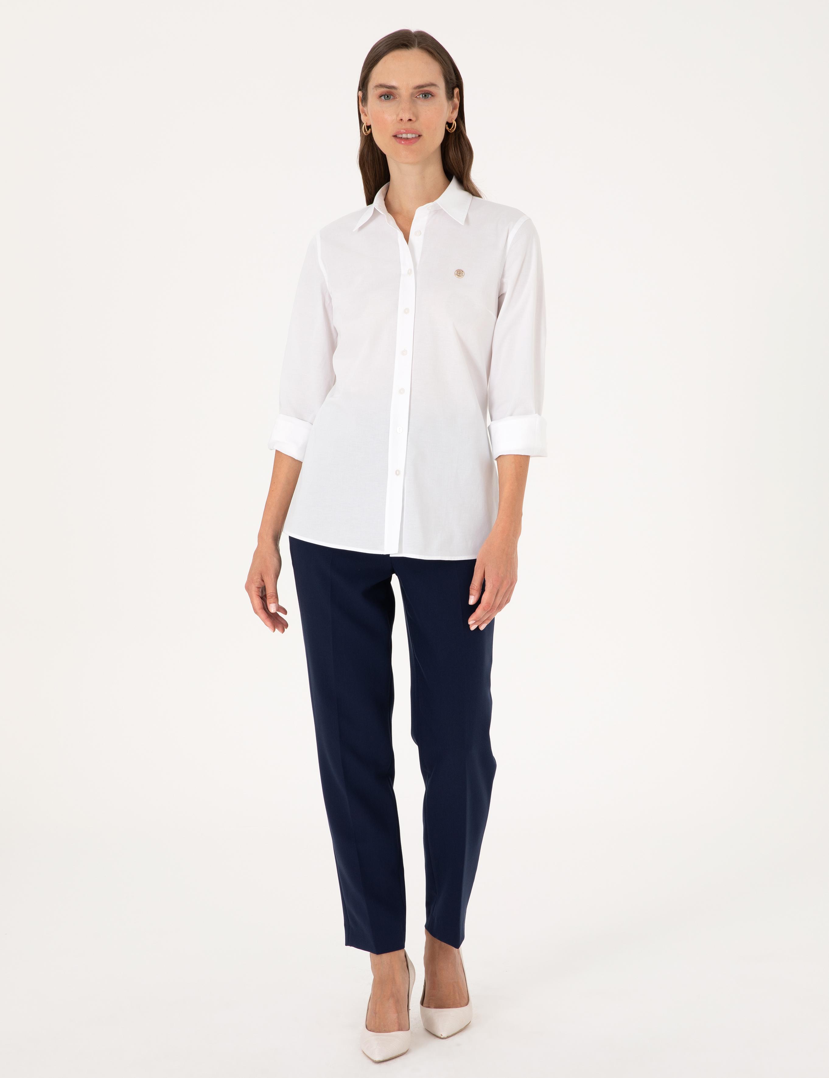 Beyaz Slim Fit Uzun Kollu Gömlek