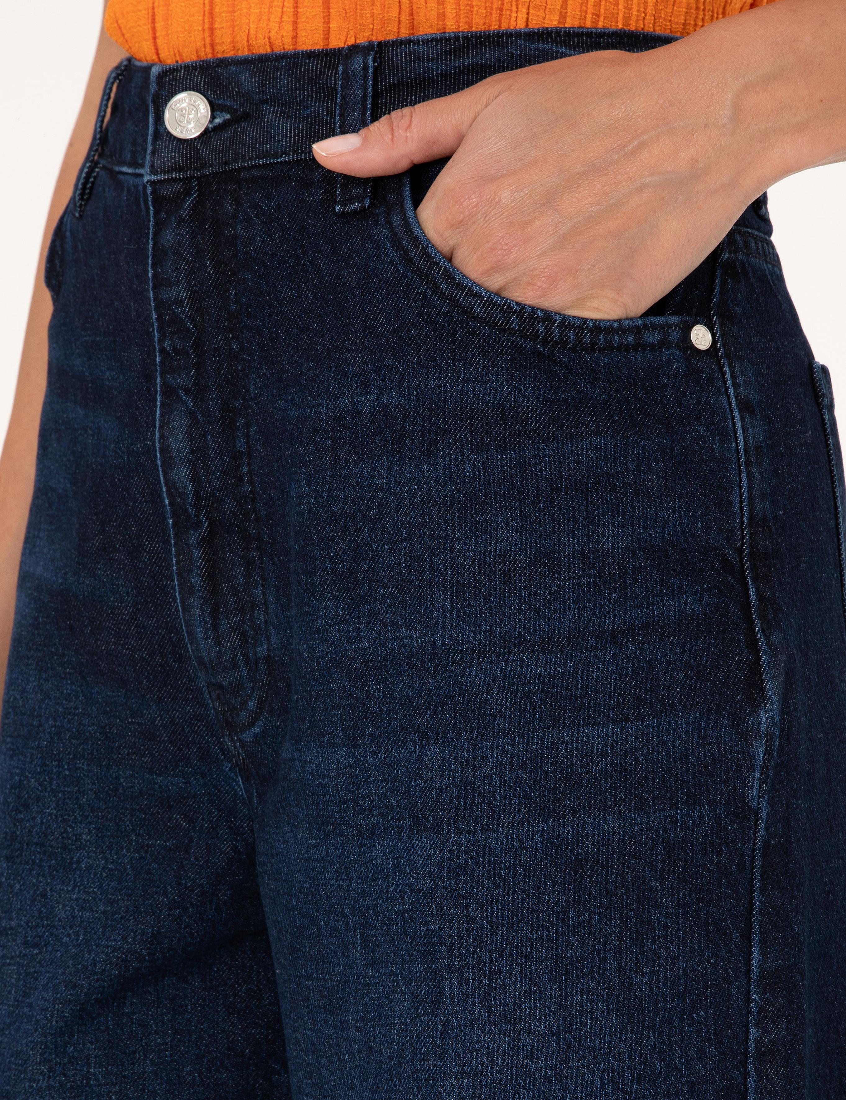 Lacivert Waist Flare Fit Jean Pantolon