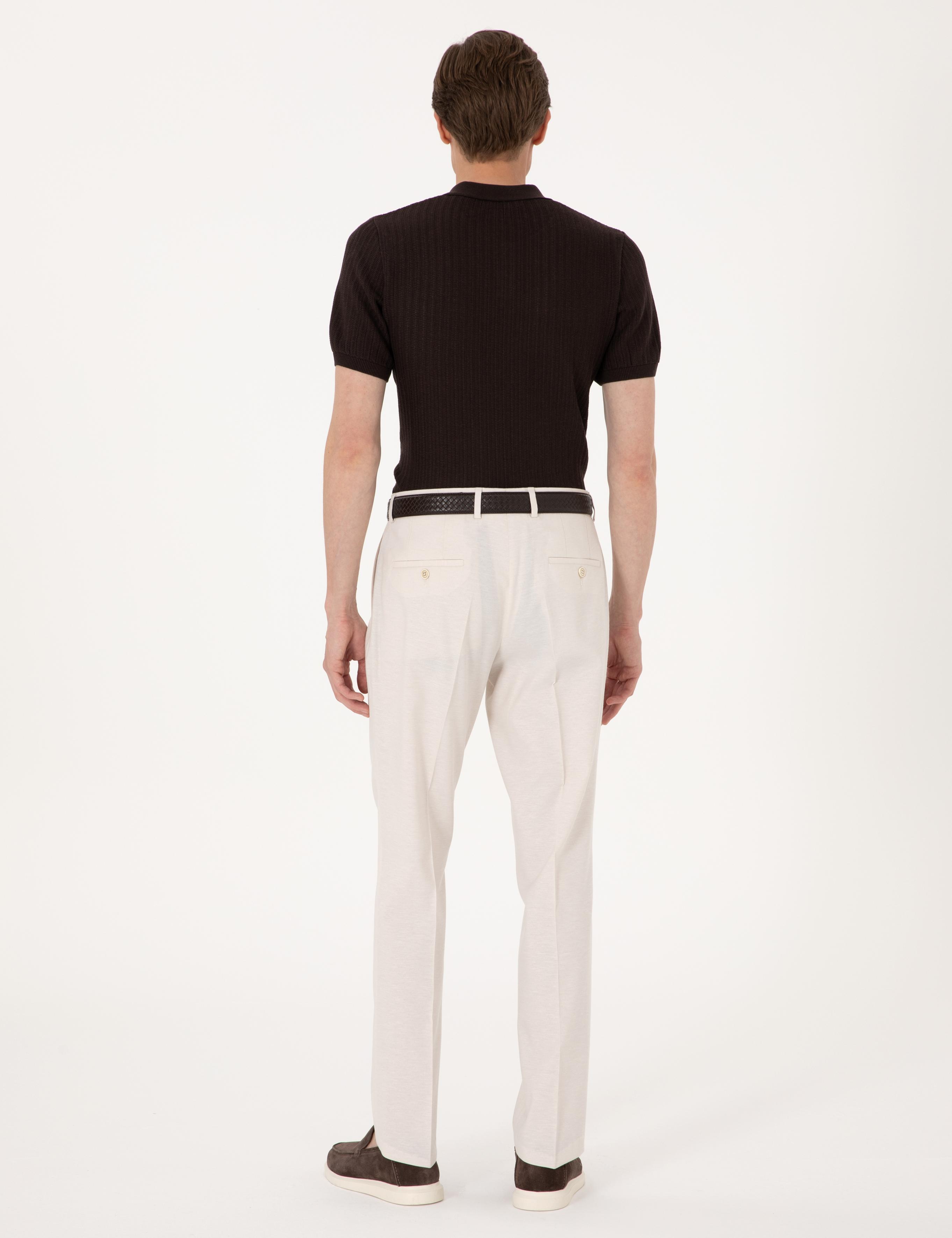 Bej Slim Fit Kumaş Pantolon