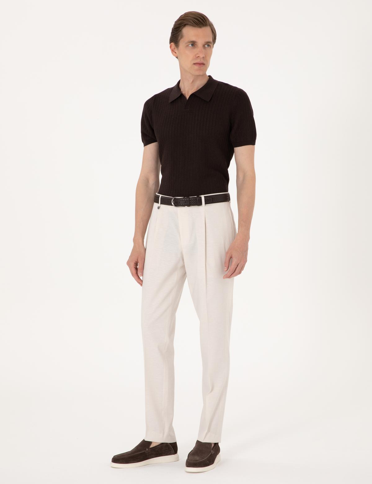 Bej Slim Fit Kumaş Pantolon