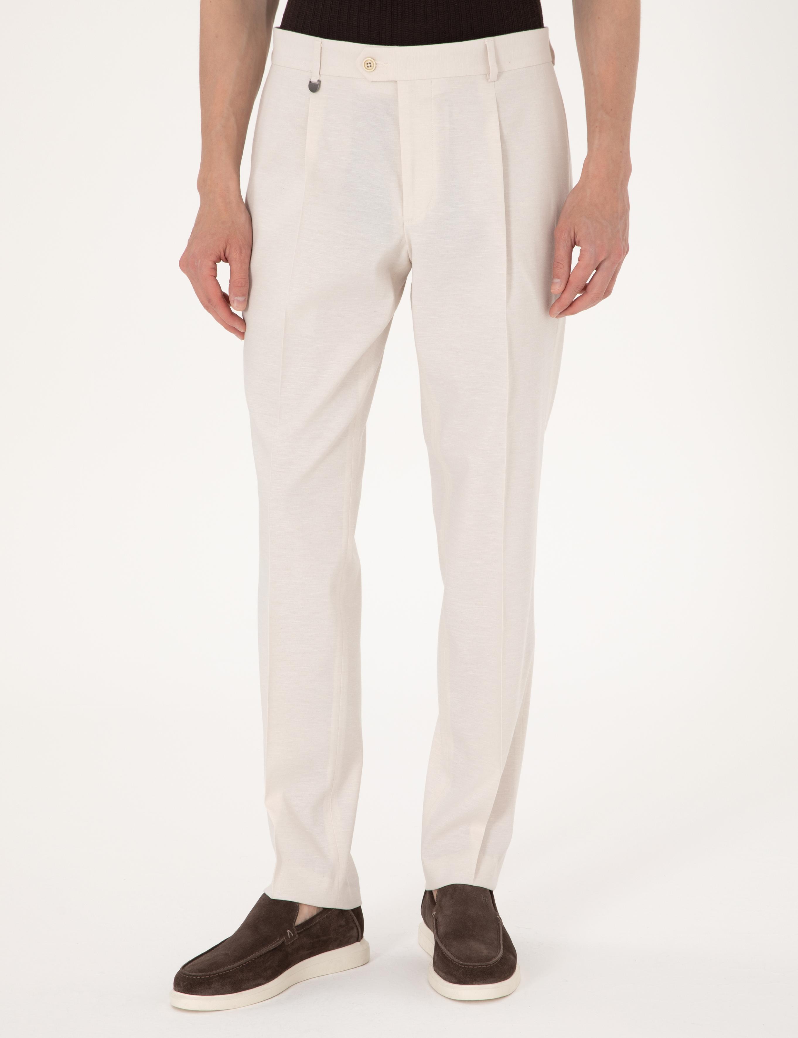 Bej Slim Fit Kumaş Pantolon