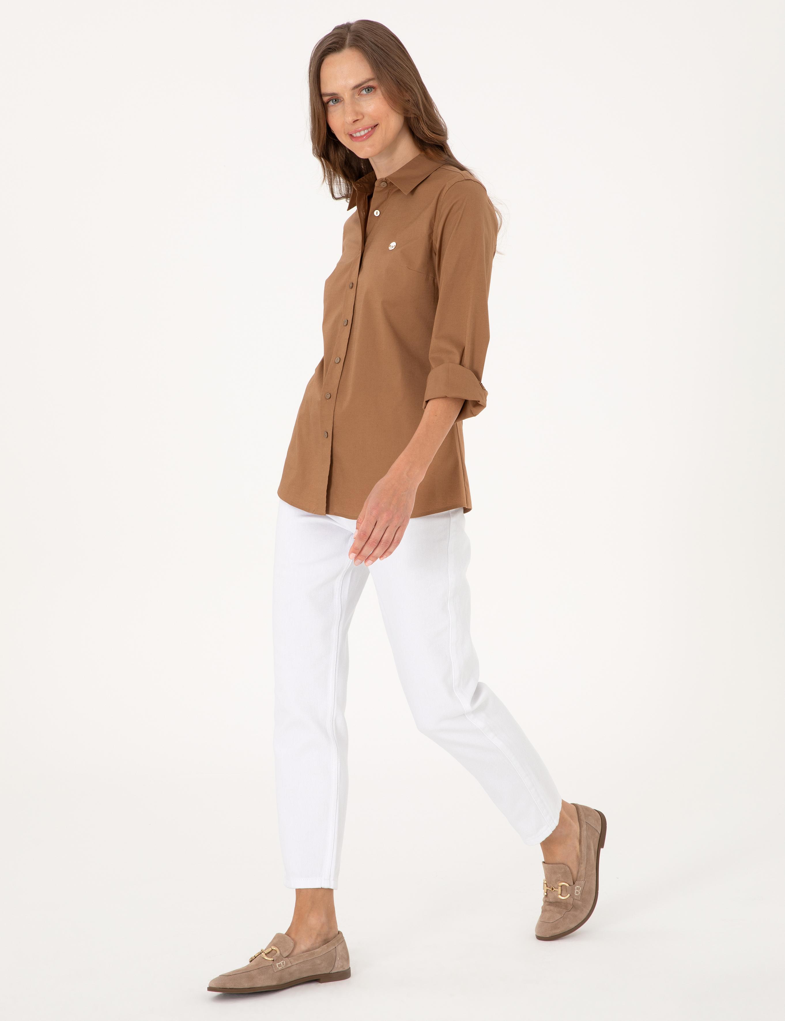 Camel Slim Fit Uzun Kollu Gömlek