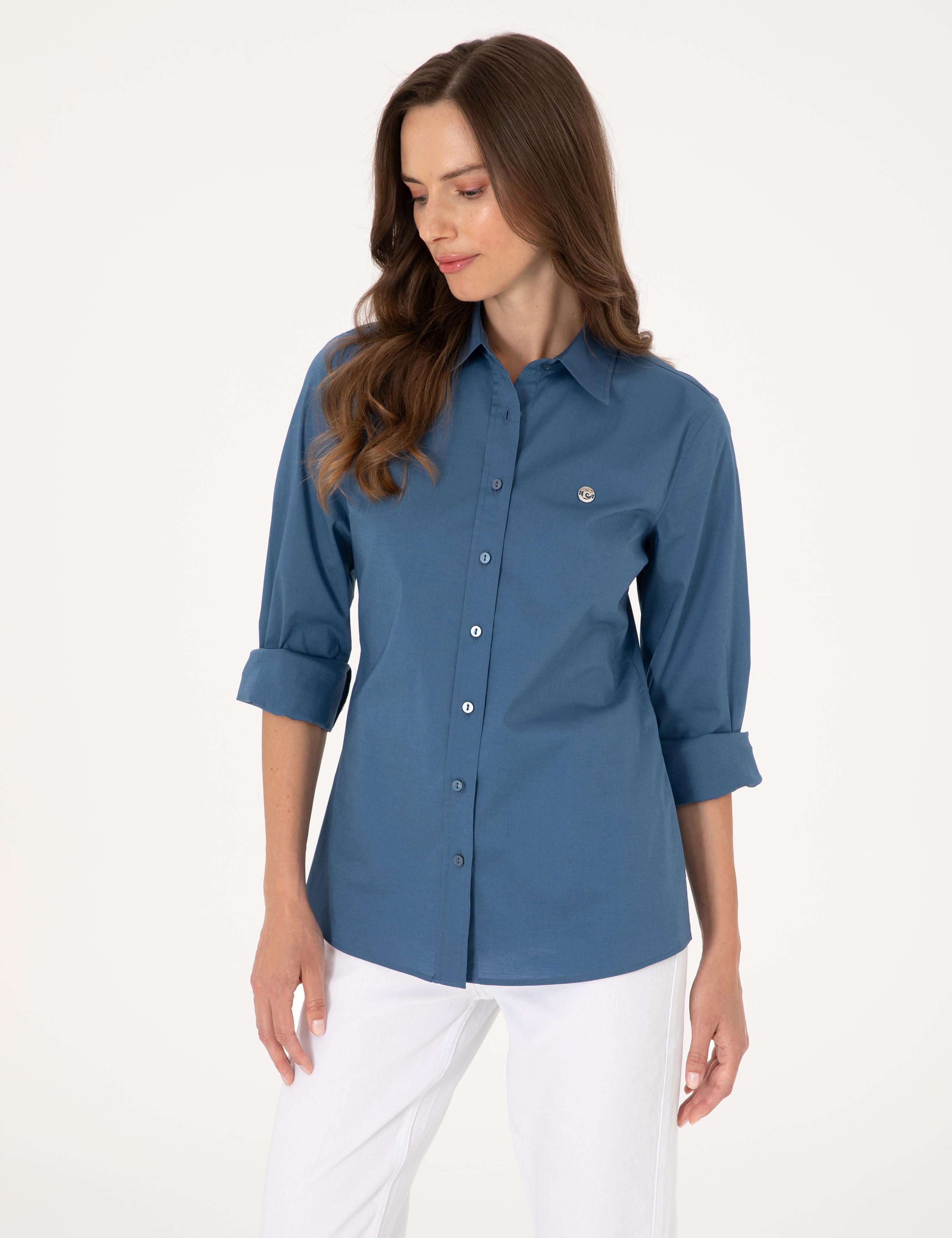 Açık İndigo Slim Fit Uzun Kollu Gömlek