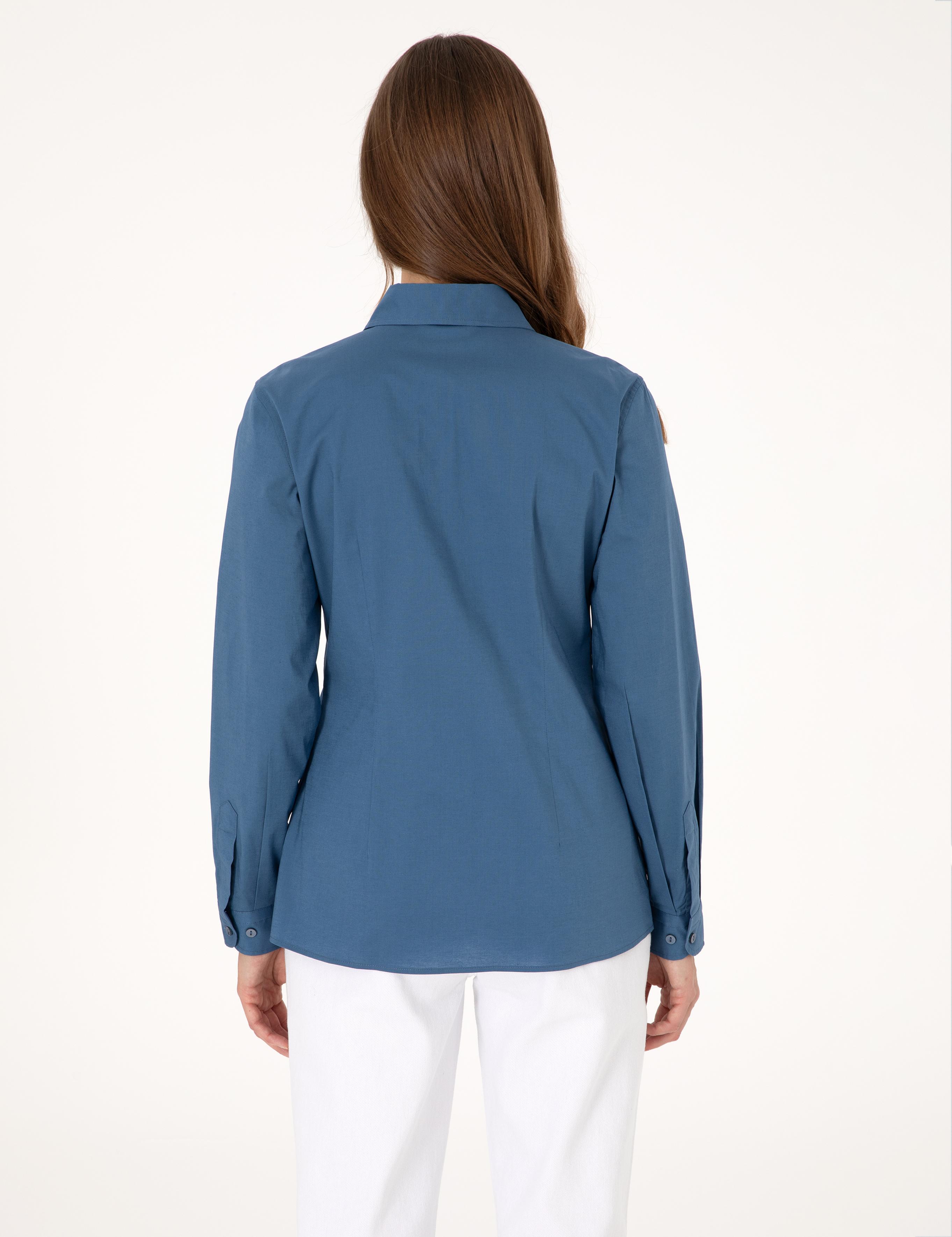 Açık İndigo Slim Fit Uzun Kollu Gömlek