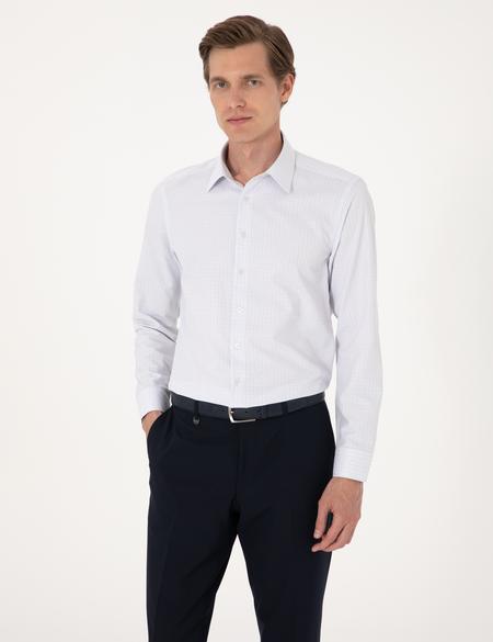 Mavi Kareli Slim Fit Uzun Kollu Gömlek